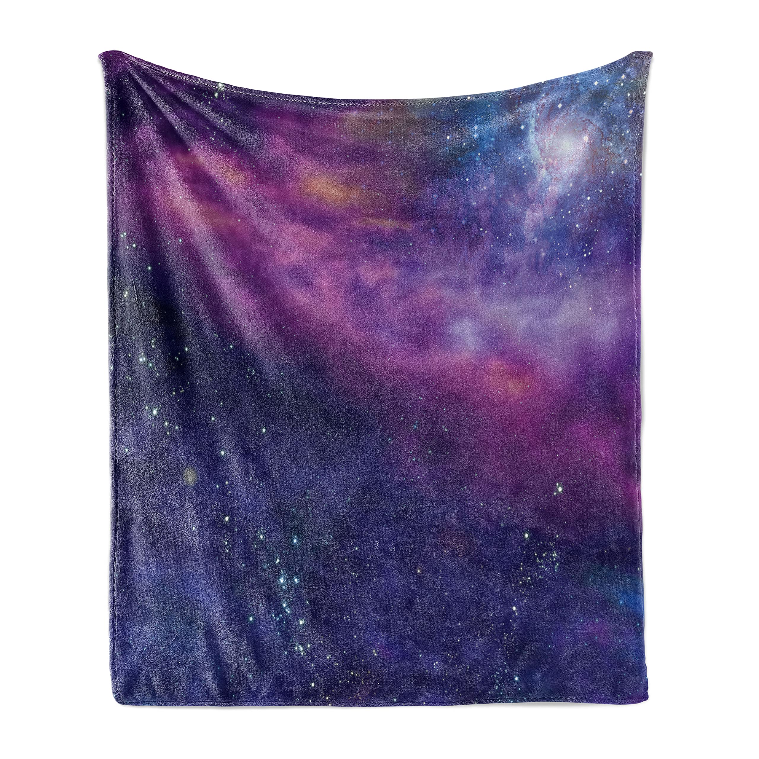 Ambesonne Outer Space Throw Blanket - Milky Way Galaxy Design with Star Clusters & Solar Elements | Ultra Soft Flannel Fleece Accent Blanket | 70