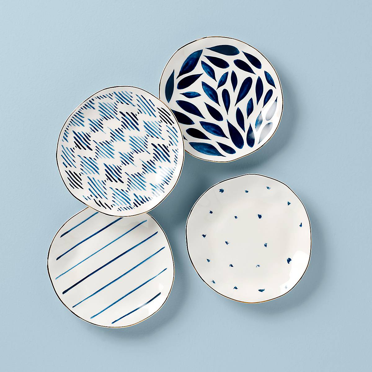 Blue Bay Tidbit Plates - Set of 4 Small Appetizer Plates for Cheese, Nuts & Hors d'Oeuvres - Perfect for Parties, Entertaining & Home Decor