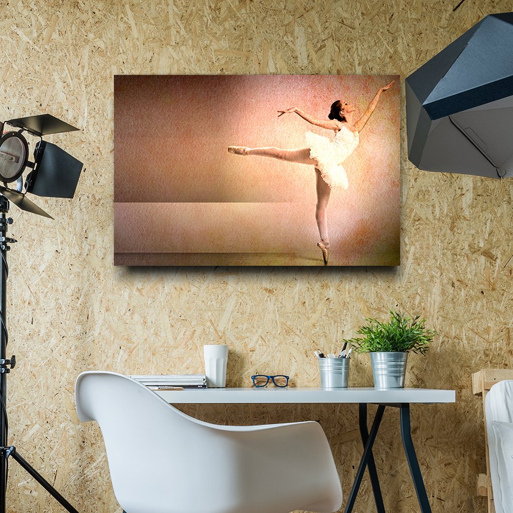 Wall26 - Ballet Dancer Spotlight on Neutral Background - Stretched Canvas Wall Art - 32x48 Inches - Perfect for Living Room, Bedroom & Dance Studio Decor