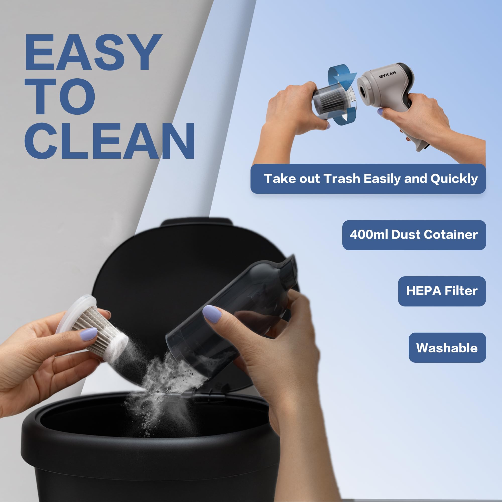 Powerful 120W Handheld Vacuum Cleaner - 38000 RPM High-Speed Rechargeable Mini Vacuum for Home, Car, Office & Pet Hair | Portable Cordless Cleaner for Quick Spills, Car Seats, Desk Cleaning & Pet Grooming
