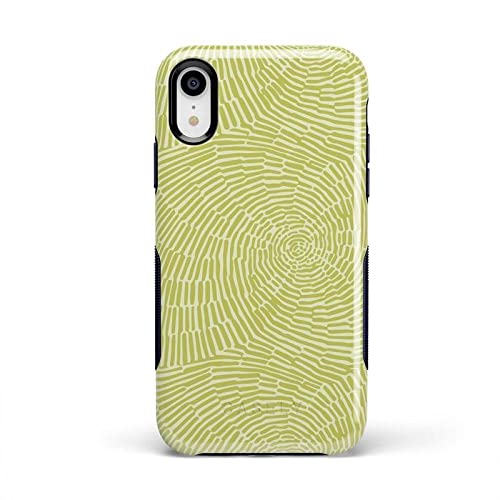 Casely iPhone XR Phone Case - Swirl Away Geometric Design in Tea Green | Protective Slim Cover with Shock Absorption | Perfect for Daily Use, Travel & Outdoor Activities