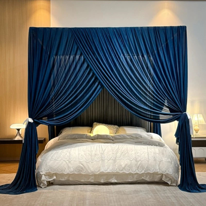 Luxury Silky Semi-Sheer Canopy Bed Curtain - Elegant Sheer Fabric for Romantic Bedroom Decor, Wedding, Nursery & Boho Chic Home Decor