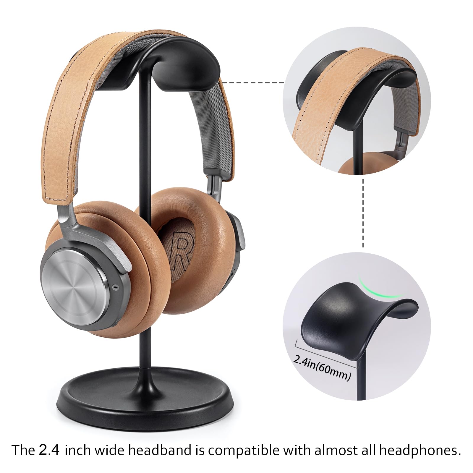 Premium Headphone Stand with Storage Tray - Heavy Base Gaming Headset Holder for AirPods Max, AirPods Pro, Beats, Bose, Sony & More - Perfect for Desk Organization & Gaming Setup (Black)