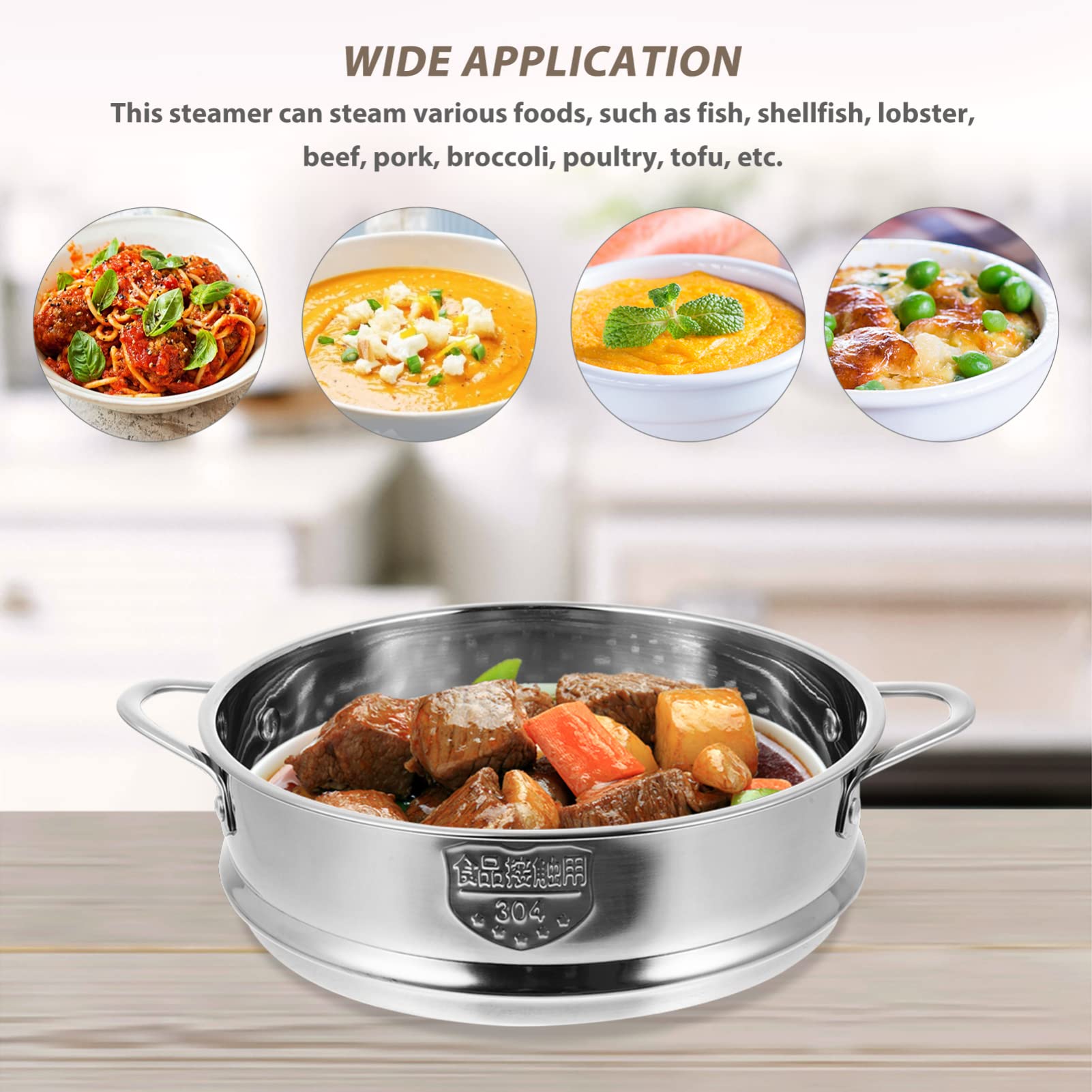 Stainless Steel Steamer Basket with Double Handle - 18cm Veggie & Fish Steamer Pan for Home & Restaurant - Durable Kitchen Cookware for Steaming Buns, Vegetables, Seafood - Perfect for Healthy Cooking & Meal Prep
