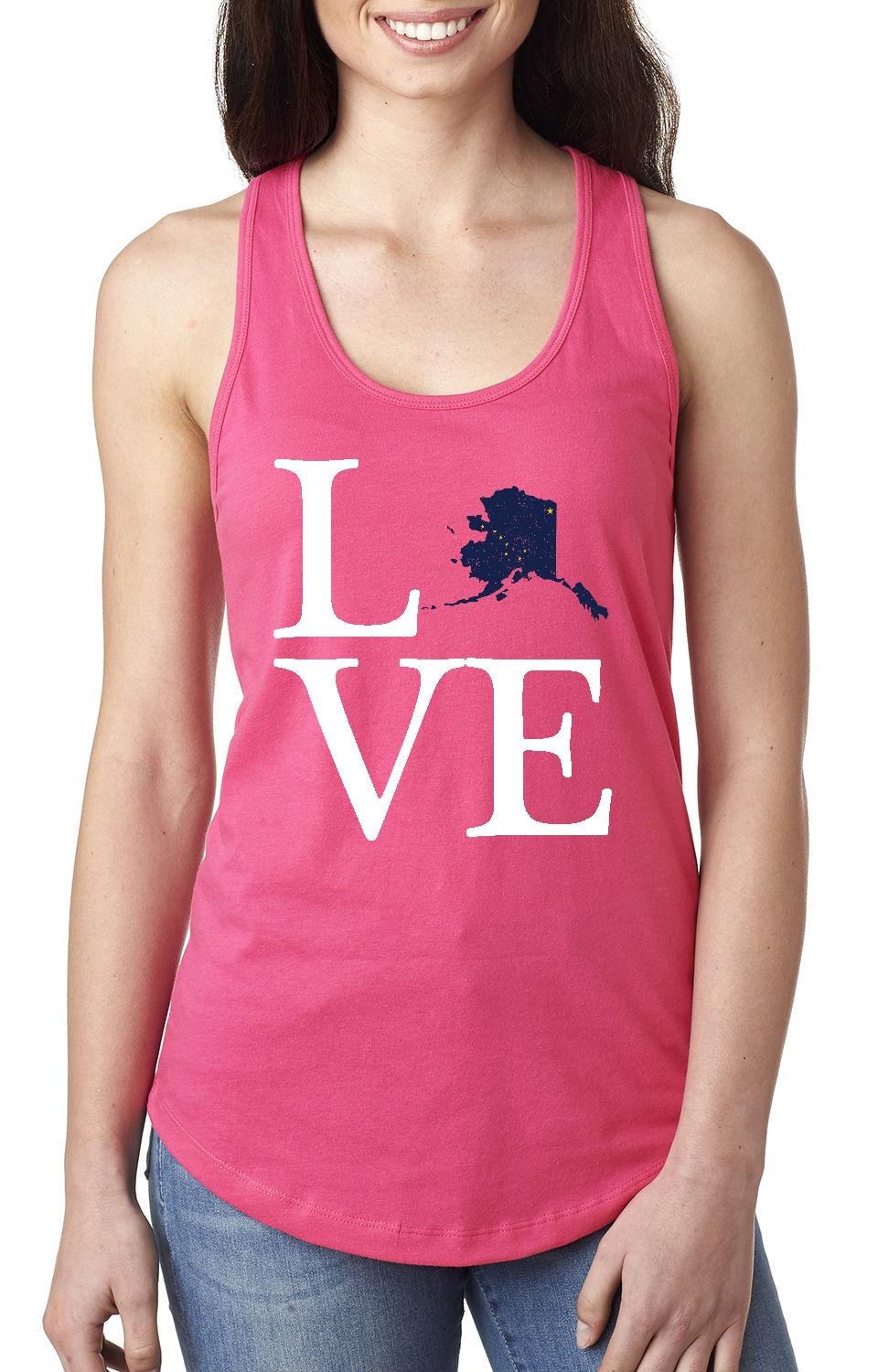 Love Alaska State Flag Racerback Tank Top for Women - Perfect Travel Gift & Casual Summer Outfit