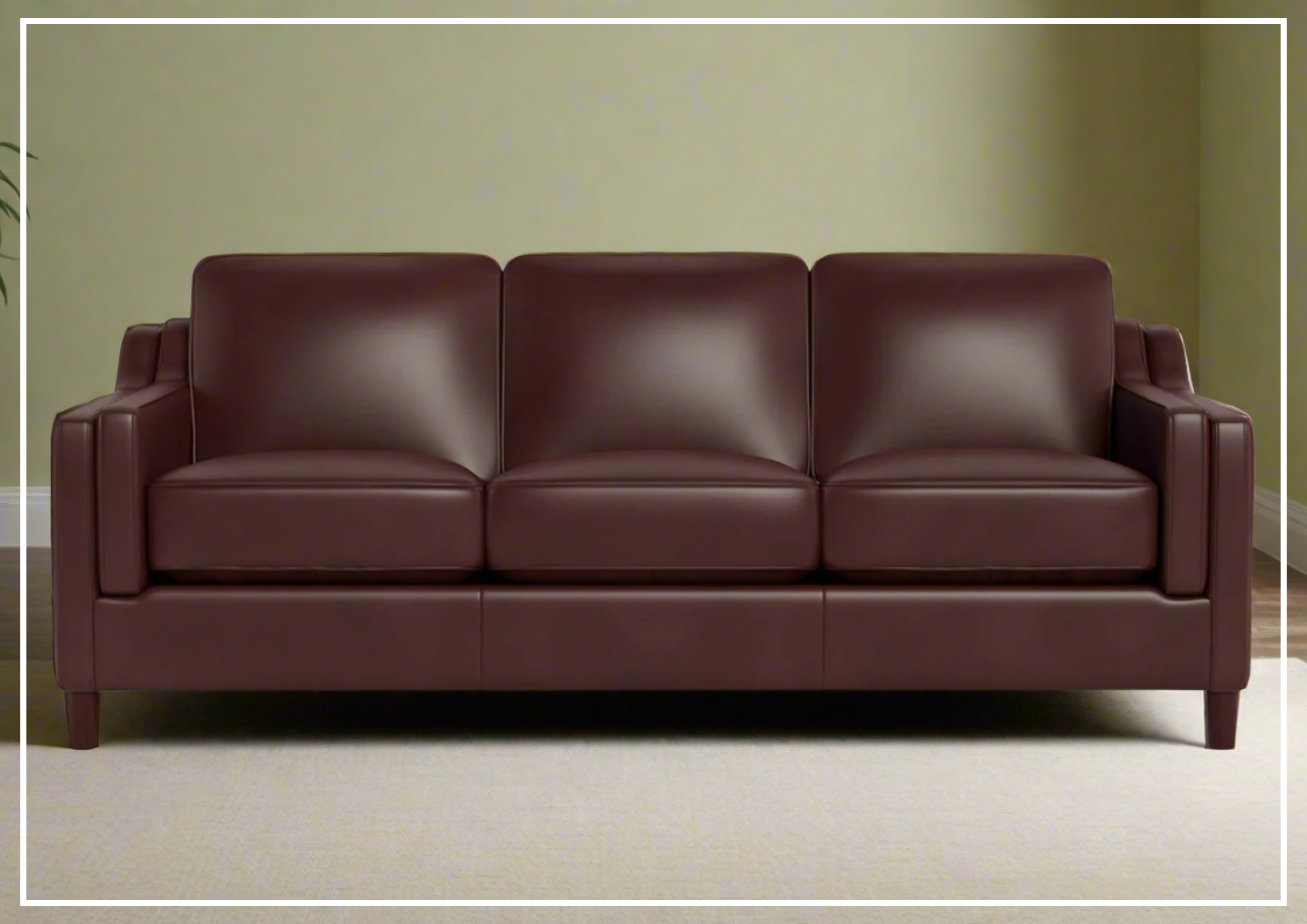 Hydeline Bella 3-Seater Leather Sofa with Track Arms - Modern Living Room Furniture for Home & Office Comfort | Perfect for Lounging, Entertaining & Small Spaces