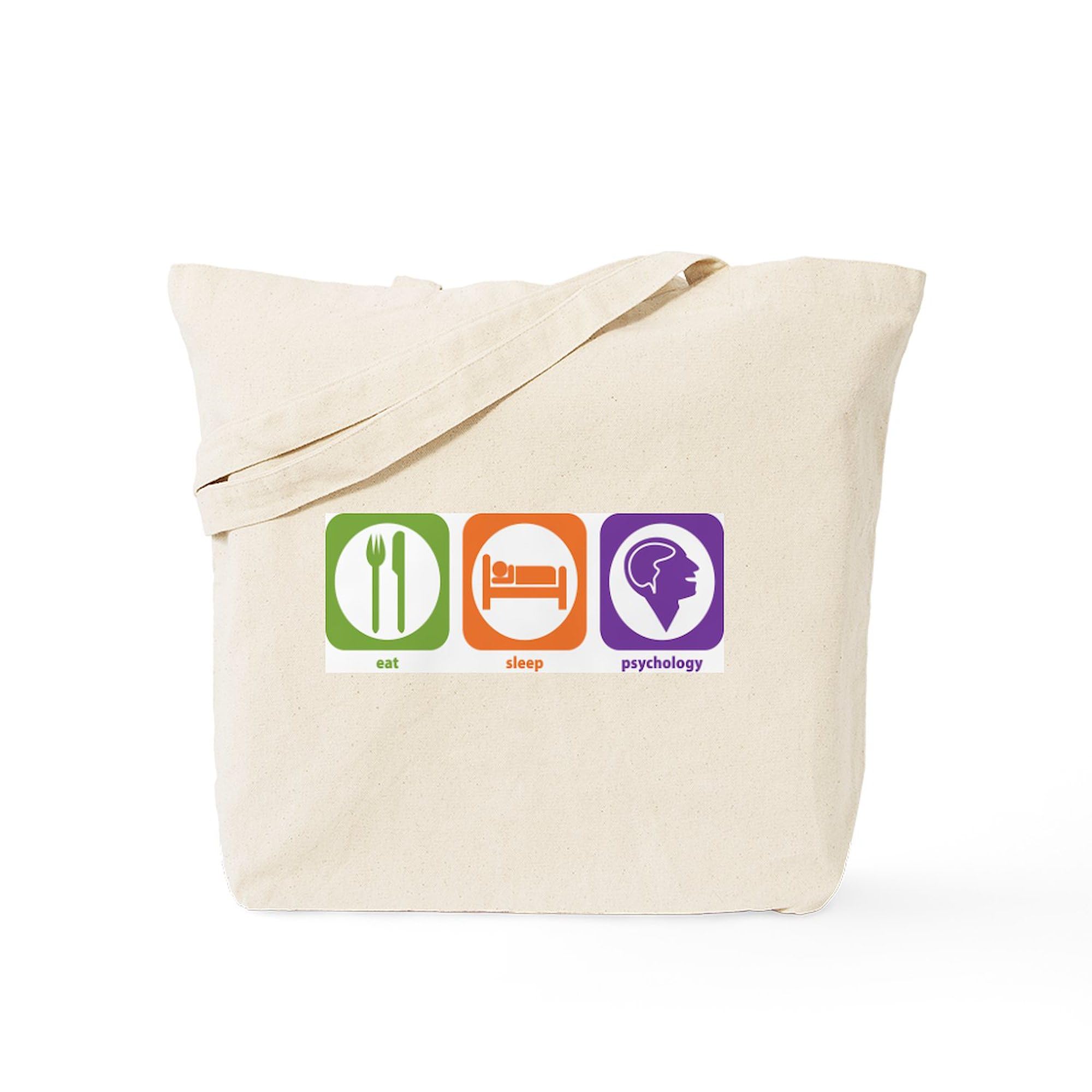Eat Sleep Psychology Tote Bag - Natural Canvas Reusable Shopping Bag for Students, Therapists & Psychology Lovers - Perfect for School, Work & Grocery Shopping