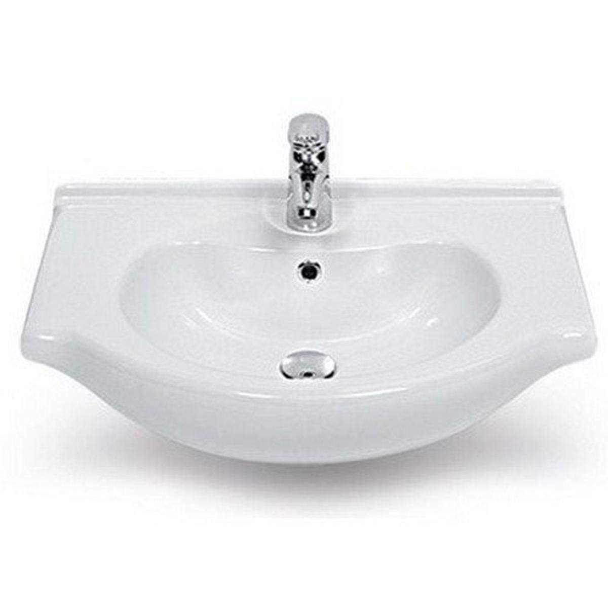CeraStyle 066200-U One Hole Bathroom Sink in White - Modern Single Faucet Vessel Sink for Powder Room, Guest Bath & Small Space Installation