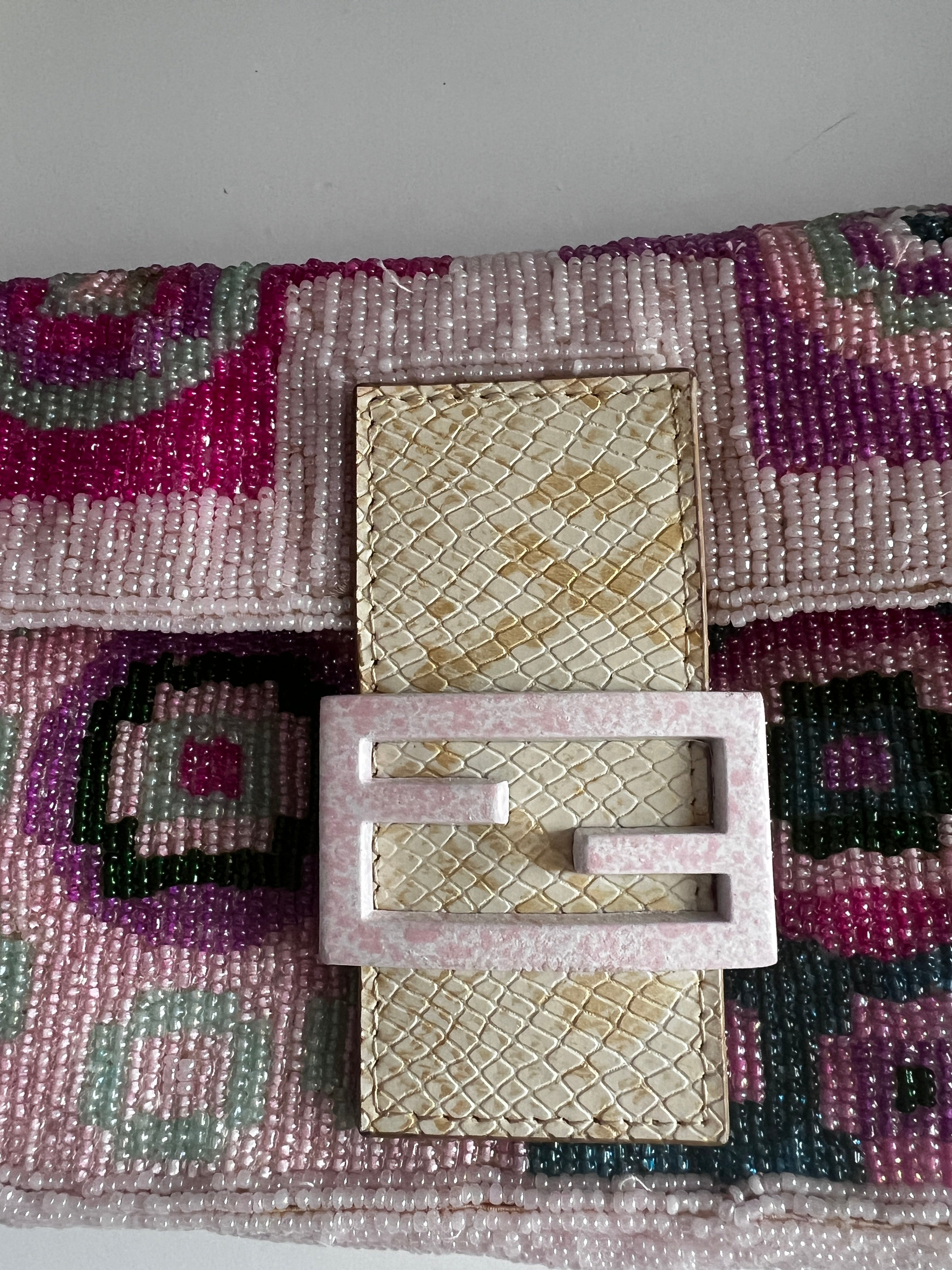 Vintage Fendi Boho Beaded Shoulder Bag for Women | Retro Designer Crossbody Purse | Perfect for Parties, Weddings & Everyday Use