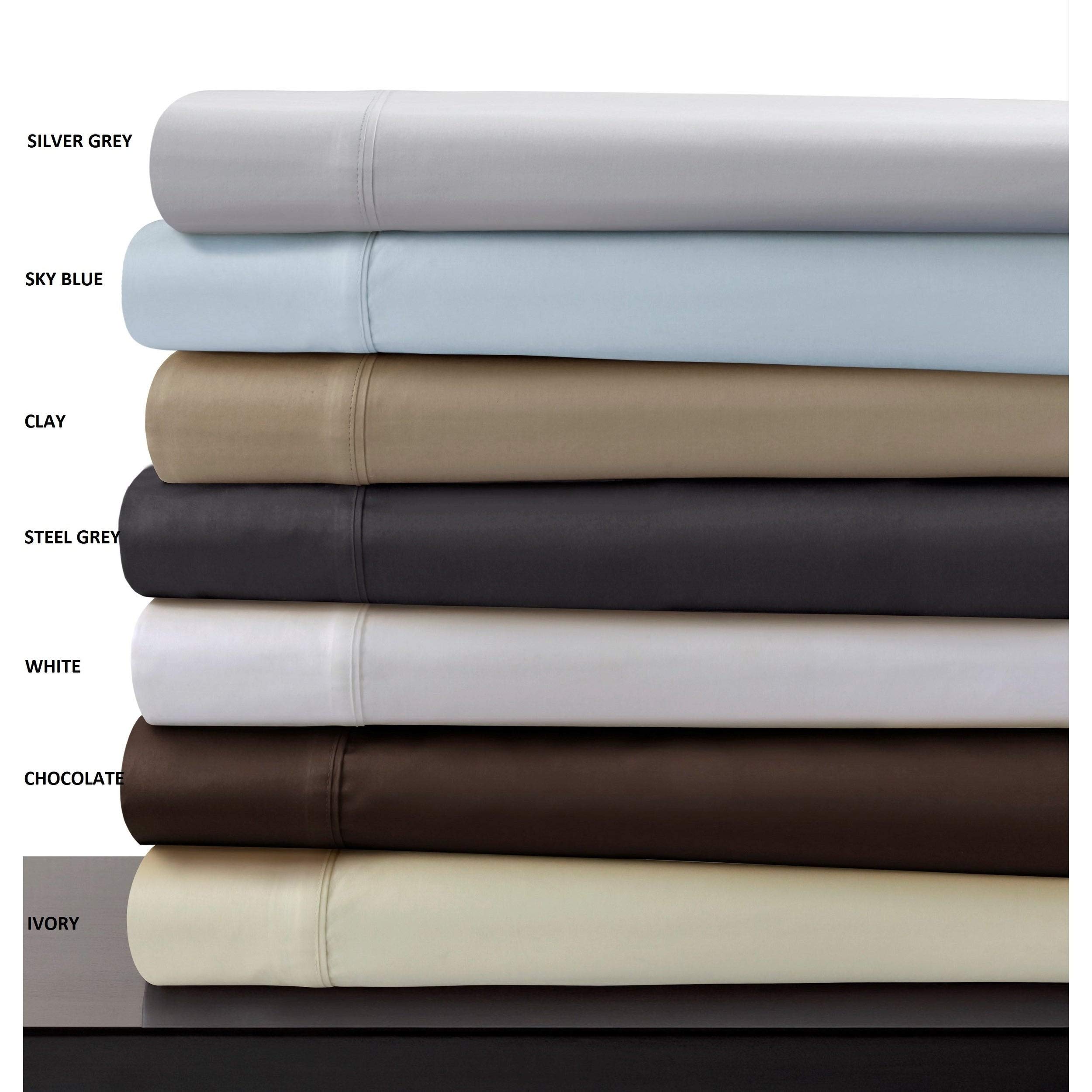 Tribeca Living 600 Thread Count Egyptian Cotton Sateen Pillowcase Set of 2 - King Size Luxury Bedding, Sky Blue Solid Pillow Covers for Hotel-Style Comfort at Home