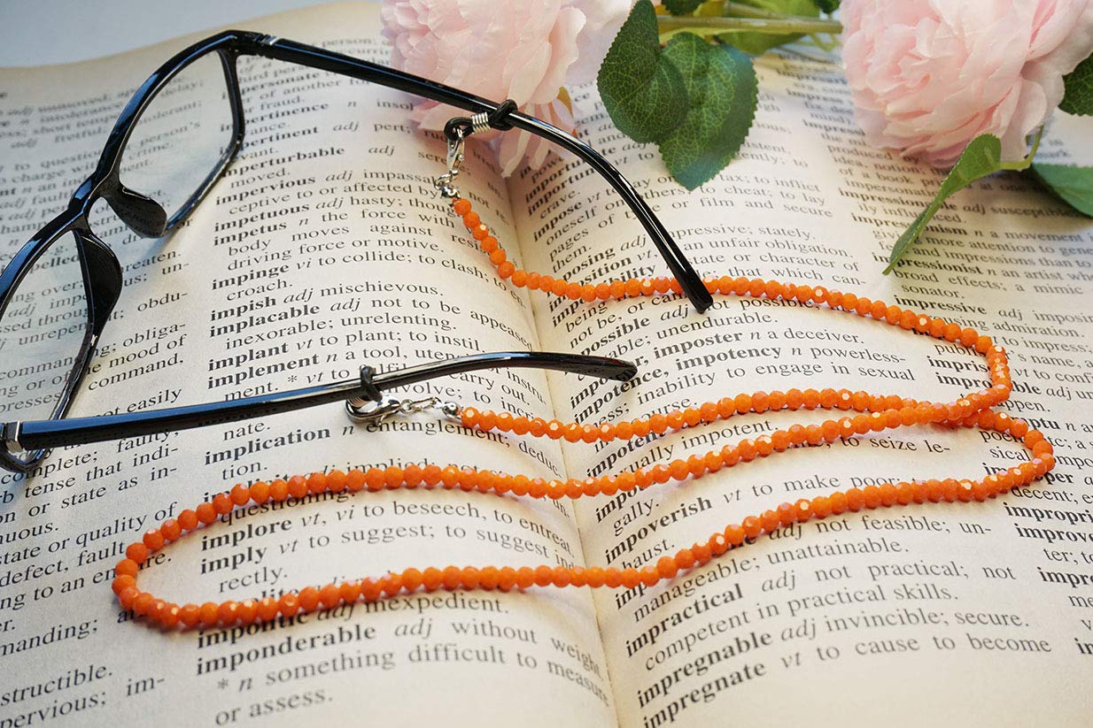 Elegant Beaded Eyeglass Chain for Women - Crystal Glass Beads Glasses Holder, Sunglasses Lanyard & Face Mask Strap - Perfect for Reading, Driving, and Outdoor Activities