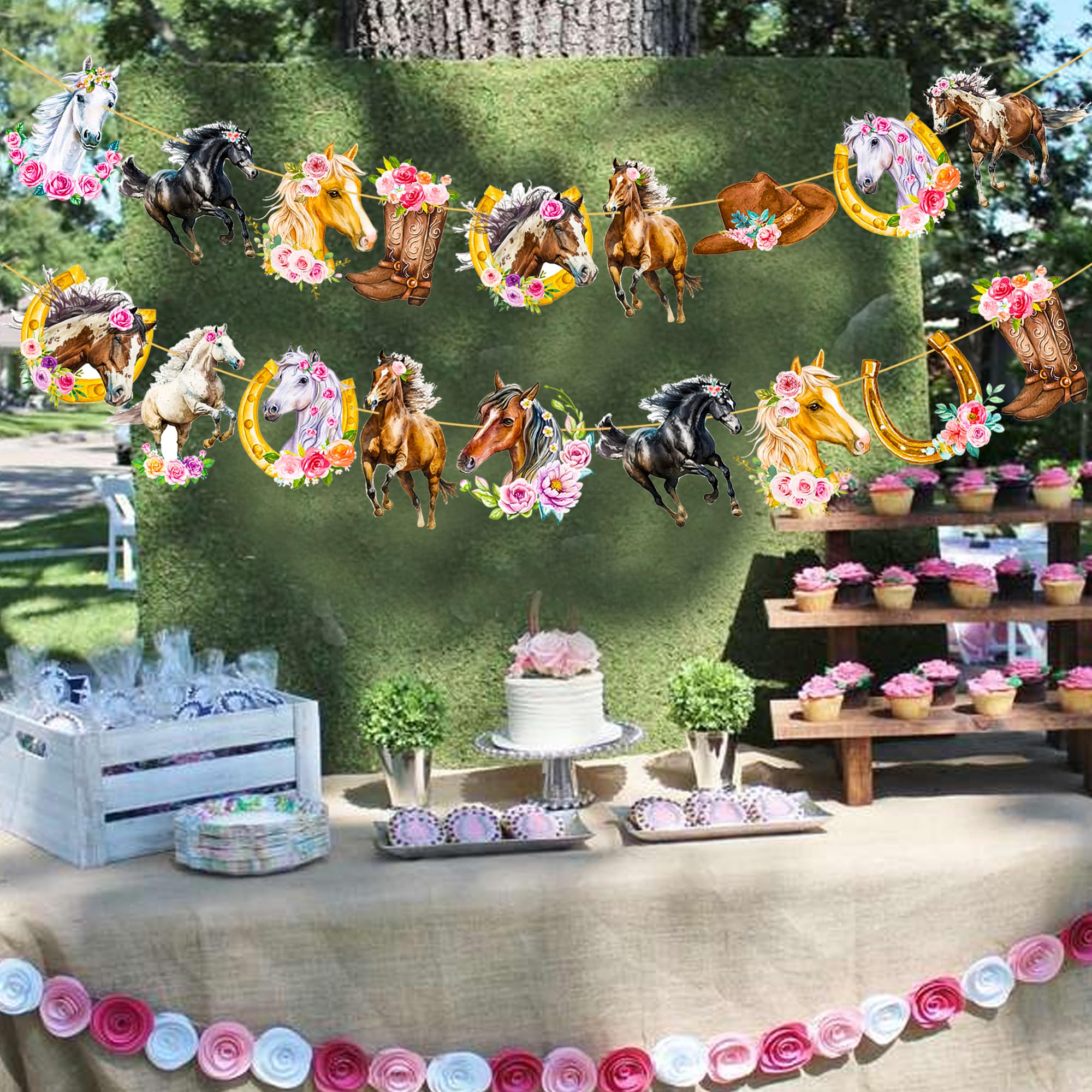 Western Cowgirl Party Decorations - 2pcs Cowgirl Banner Set for Horse Birthday Party, Baby Shower & Country Themed Events | Perfect for Western Decor, Cowgirl Birthday Party Supplies & Rustic Home Decorations