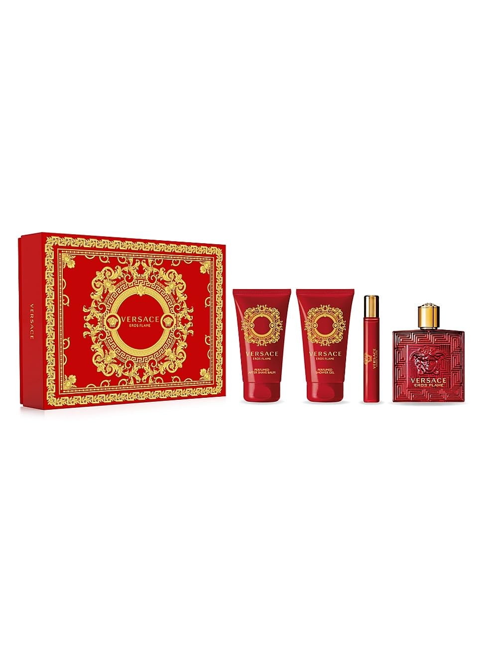 Versace Eros Flame Eau De Parfum Gift Set for Men - 4 Piece Cologne & Fragrance Collection | Perfect for Date Night, Special Occasions & Gifts