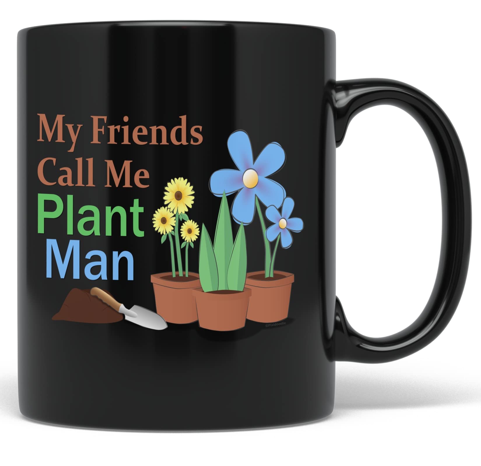 PixiDoodle Spring Gardening Plant Man Coffee Mug - 11 oz Black Ceramic Mug for Gardening Dad, Perfect Gift for Father's Day, Birthday & Gardening Enthusiasts - Ideal for Coffee, Tea & Hot Beverages at Home or Office