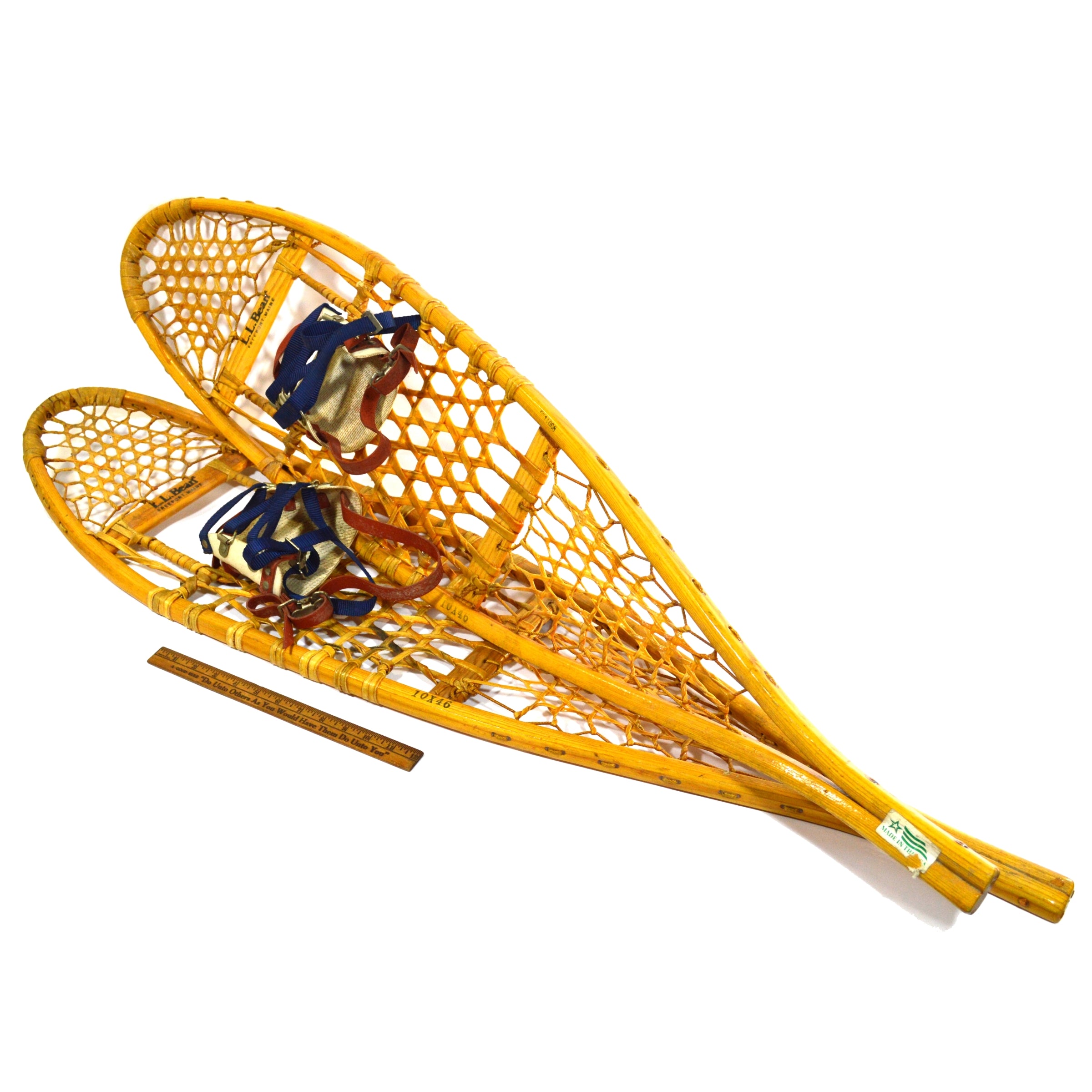 Vintage L.L. Bean Wood Snowshoes 10x46 - Brand New Never Used - Perfect for Winter Hiking, Cabin Decor & Rustic Home Décor