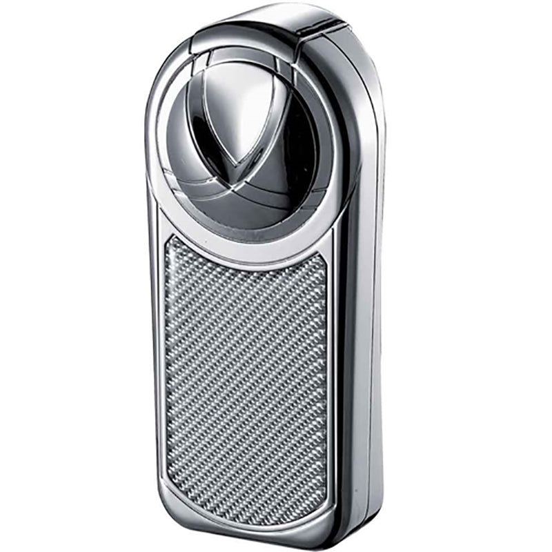 Premium Dobrev 3 Triple Jet Flame Cigar Lighter - White & Carbon Fiber Design - Perfect for Cigar Aficionados, Outdoor Smoking & Luxury Gifts