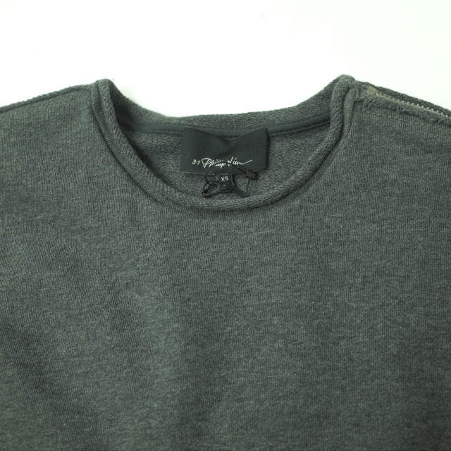 3.1 Phillip Lim Women's Zip-Up Crewneck Sweatshirt | Casual Pullover Hoodie | XS Size | Perfect for Streetwear & Lounge Wear