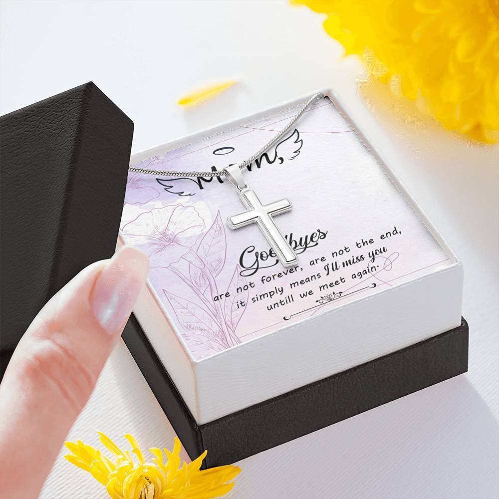 To My Mom Goodbye Necklace - Meaningful I'll Miss You Until We Meet Again Pendant with Message Card | Heartfelt Birthday Gift for Mother | Jewelry for Long Distance, Memorial, or Special Occasion Gifts from Daughter