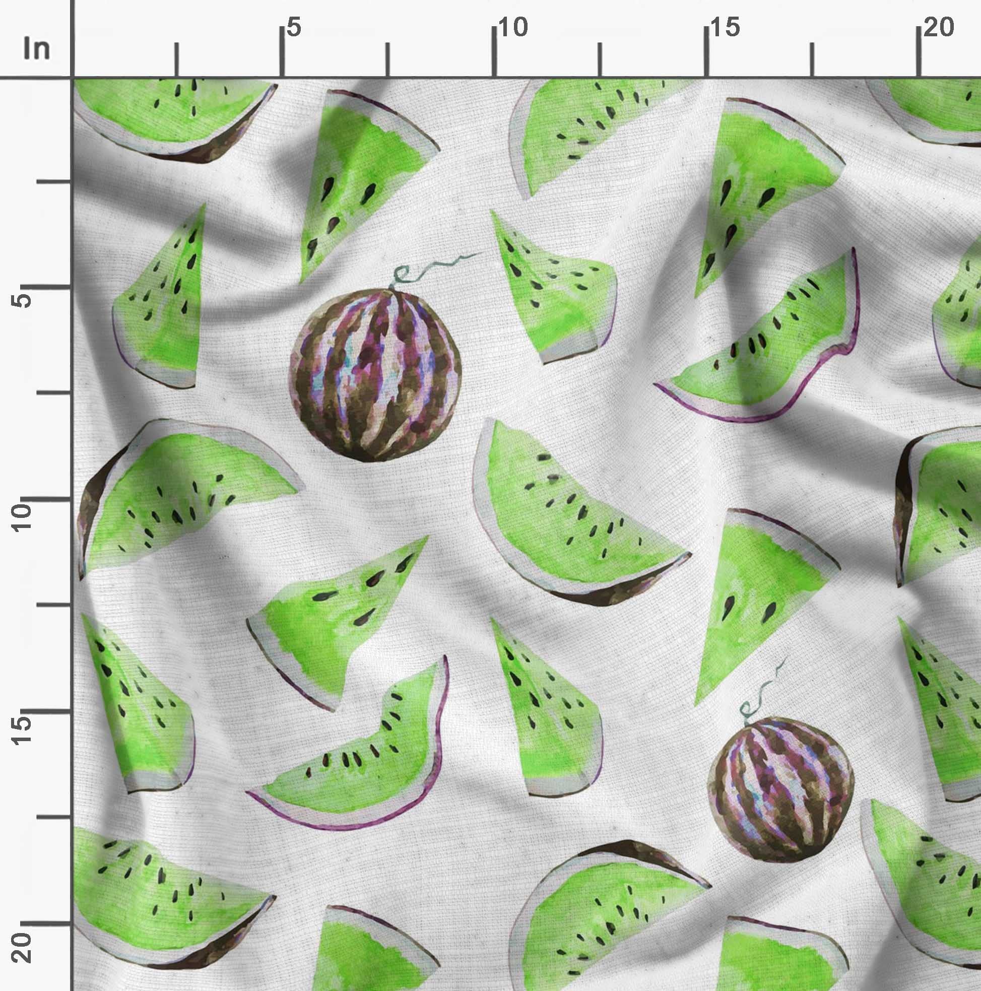 Soimoi Moss Georgette Brown Fabric by The Yard - 42 Inch Wide Watermelon Fruit Print Material - Lightweight Summer Fabric for Dresses, Blouses & DIY Projects - Refreshing Floral Pattern Sewing Fabric for Women's Fashion