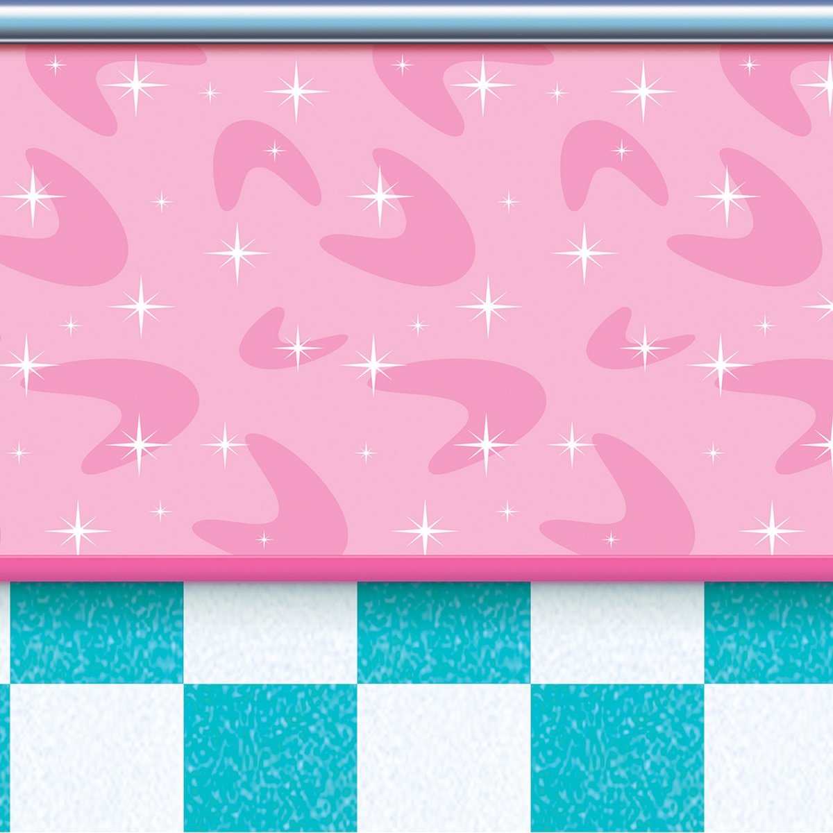 Vintage 50's Soda Shop Photo Backdrop - Pack of 6 Pink, Teal & Pearl Party Decorations (30ft) - Perfect for Retro Themed Parties, Baby Showers & Milestone Celebrations
