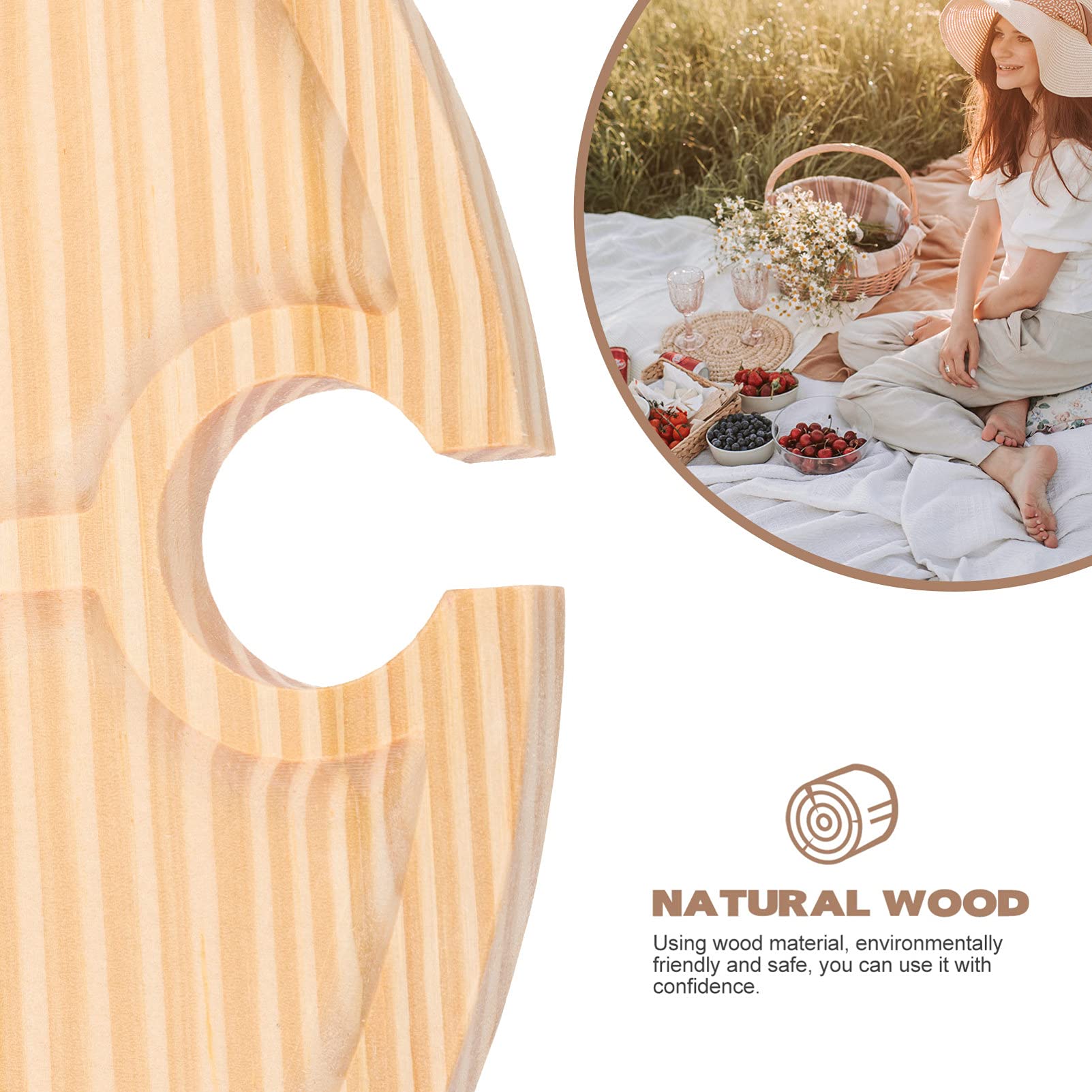 1pc Portable Round Wooden Picnic Table - Outdoor Food Serving Desk, Snack Table, Household Wine & Glass Table for Picnics, Camping, BBQs & Home Entertaining