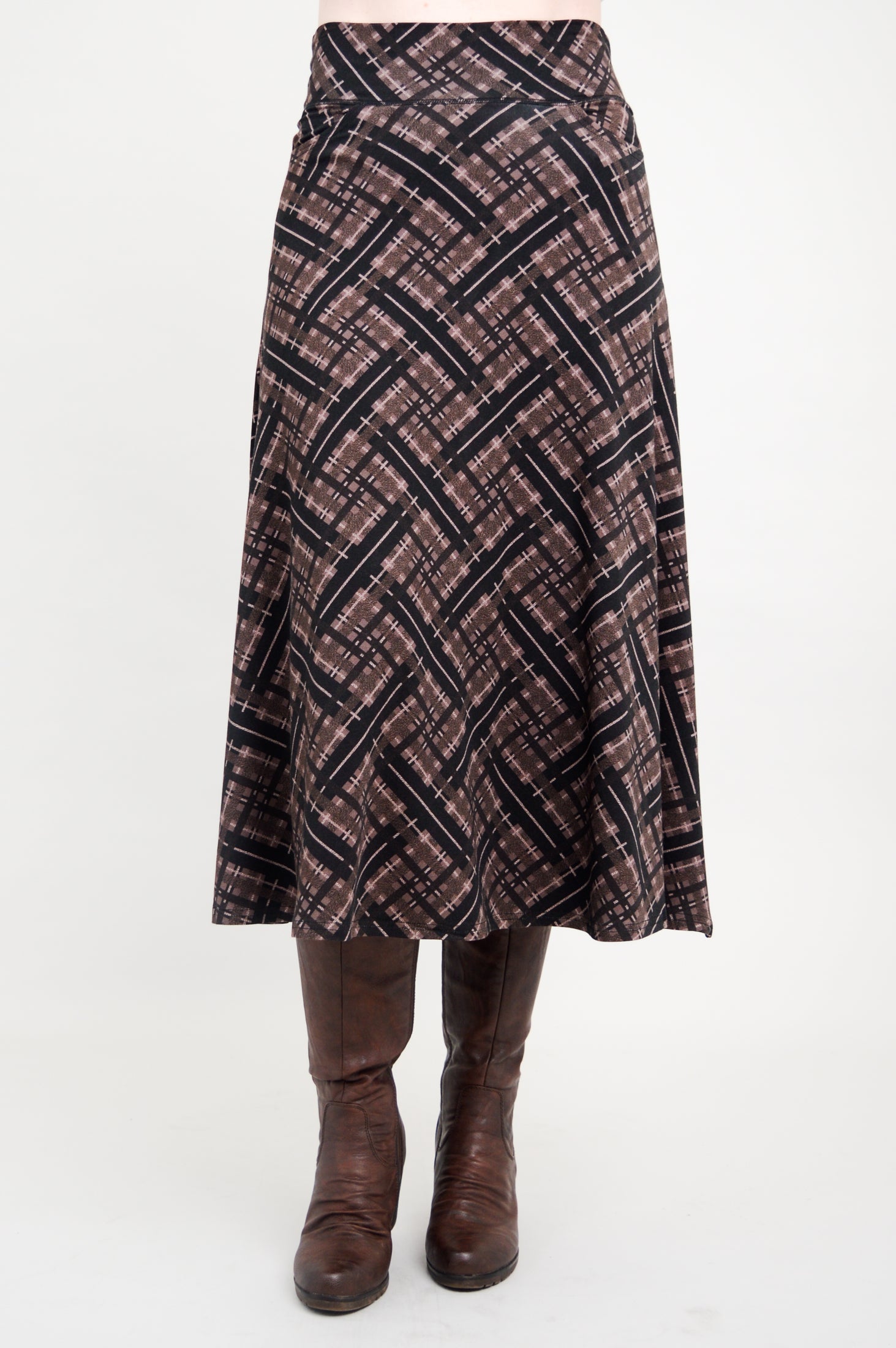Gillian Women's Plaid Skirt - Soft Bamboo Fabric, Comfortable & Stylish A-Line Design - Perfect for Office, Casual Outings & Special Occasions