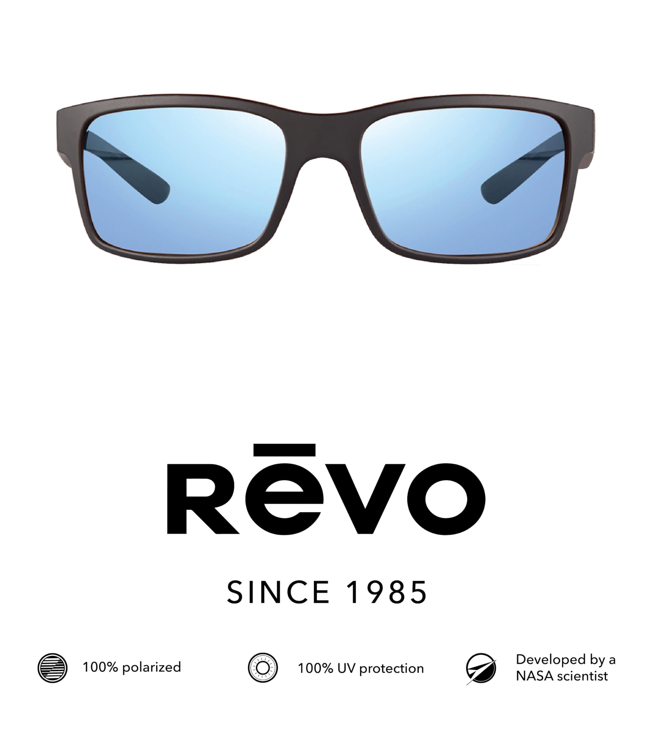 Revo Sunglasses for Men & Women - Polarized UV Protection Wrap Frame Sunglasses with Rectangle Style - Perfect for Driving, Running, and Outdoor Sports