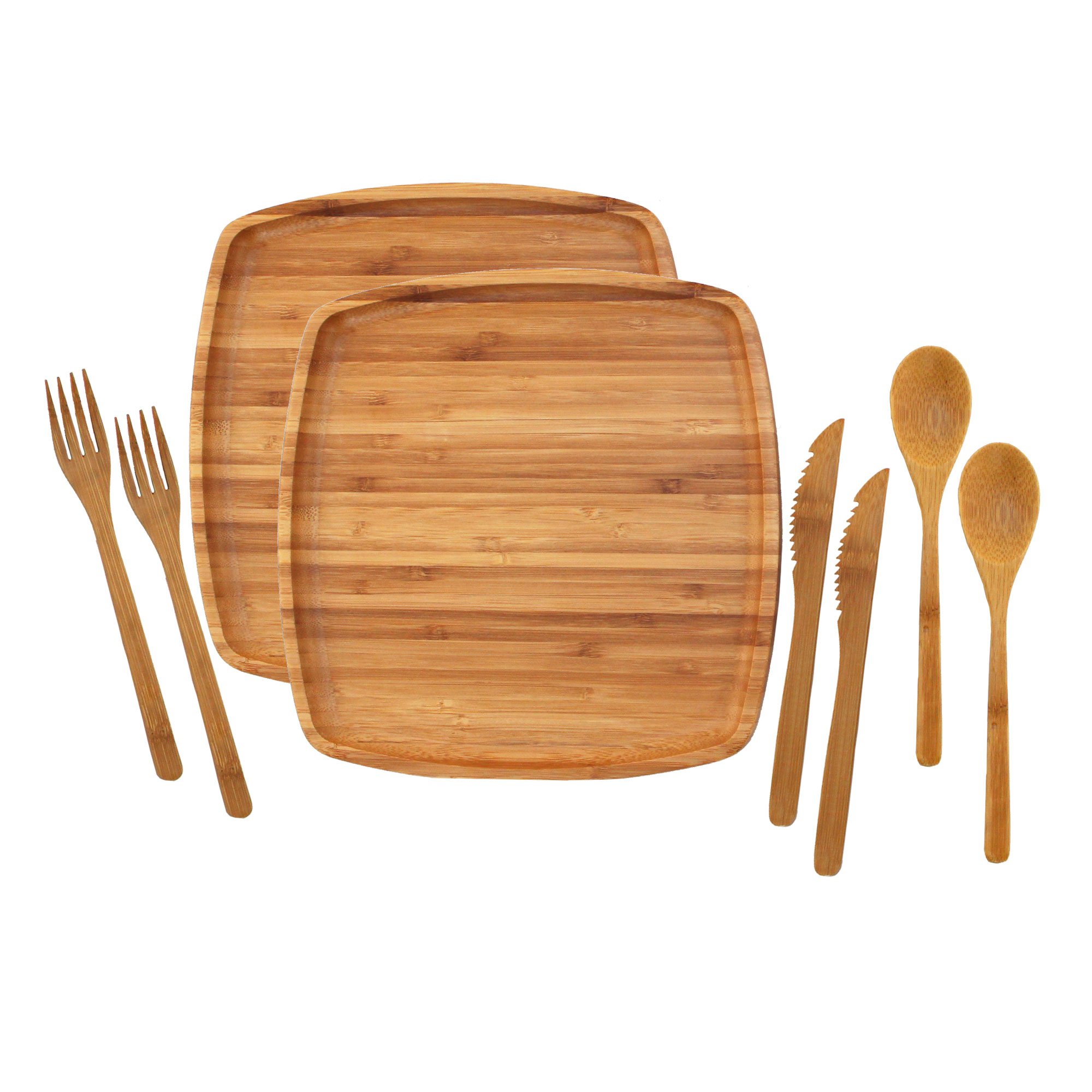 BambooMN Lightweight Organic Camping Mess Kit - 10 Sets of 10