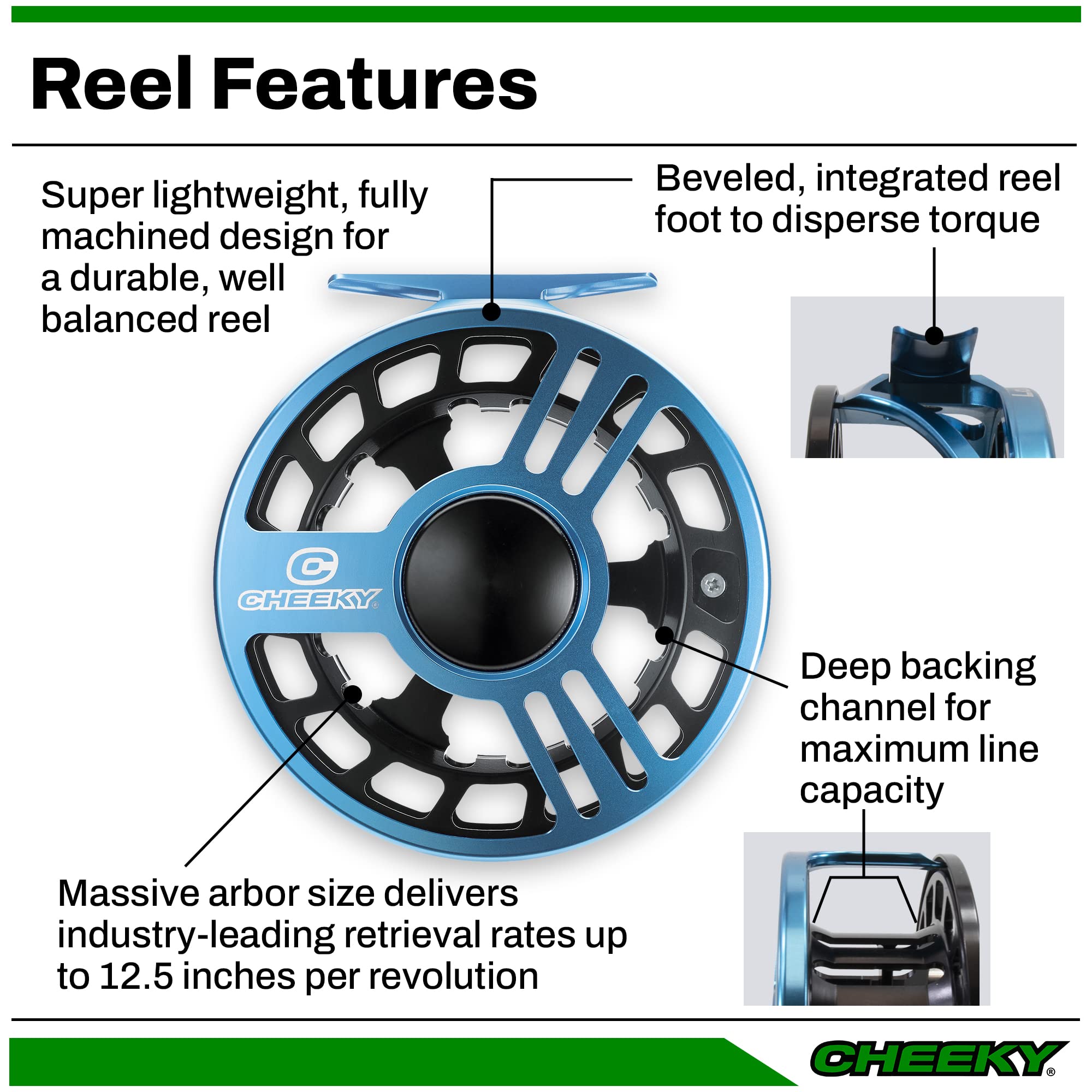 Premium Cheeky Fishing Launch Series Fly Reels - Lightweight & Durable Fly Fishing Gear for Freshwater & Saltwater - Perfect for Trout, Bass, and Salmon Fishing Adventures