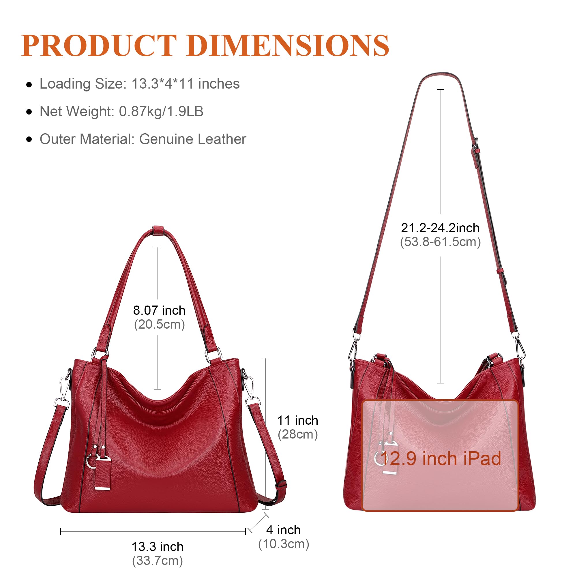 Premium Soft Leather Handbags for Women - Stylish Shoulder Hobo Bag & Large Tote Crossbody Purse - Perfect for Work, Travel & Everyday Use