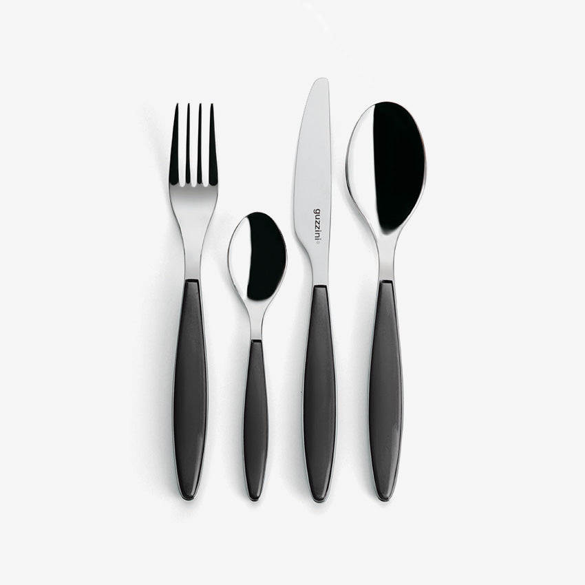 Guzzini Feeling 24-Piece Stainless Steel Cutlery Set - Knife Fork Spoon Set for Dining, Kitchen & Entertaining - Elegant Flatware for Restaurants, Weddings & Home Use
