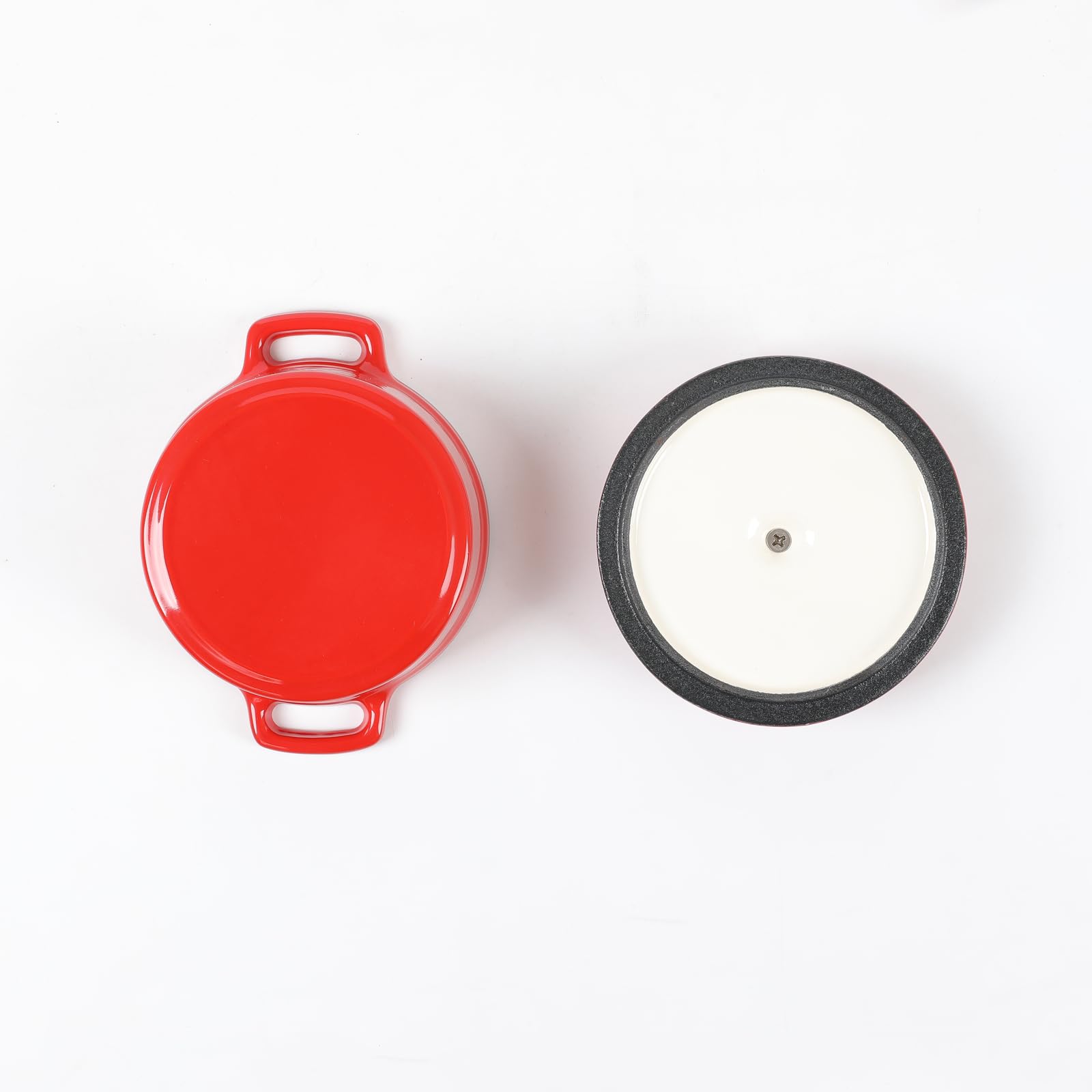 HAWOK 9.13oz Enameled Cast Iron Mini Dutch Oven with Lid - Set of 2 Red Mini Cocotte Sauce Pans (270ml/1.08cups) - Perfect for Baking, Serving & Individual Portions