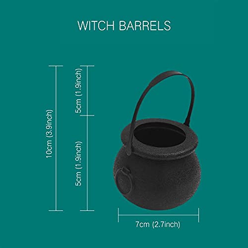 10Pcs Mini Witch Skull Cauldron Halloween Candy Bucket - Plastic Trick or Treat Containers for Halloween Decorations, Witch Party Supplies, Wizard Theme Party, St Patrick's Day Decor - Perfect for Halloween Parties, Haunted House Props & Themed Events