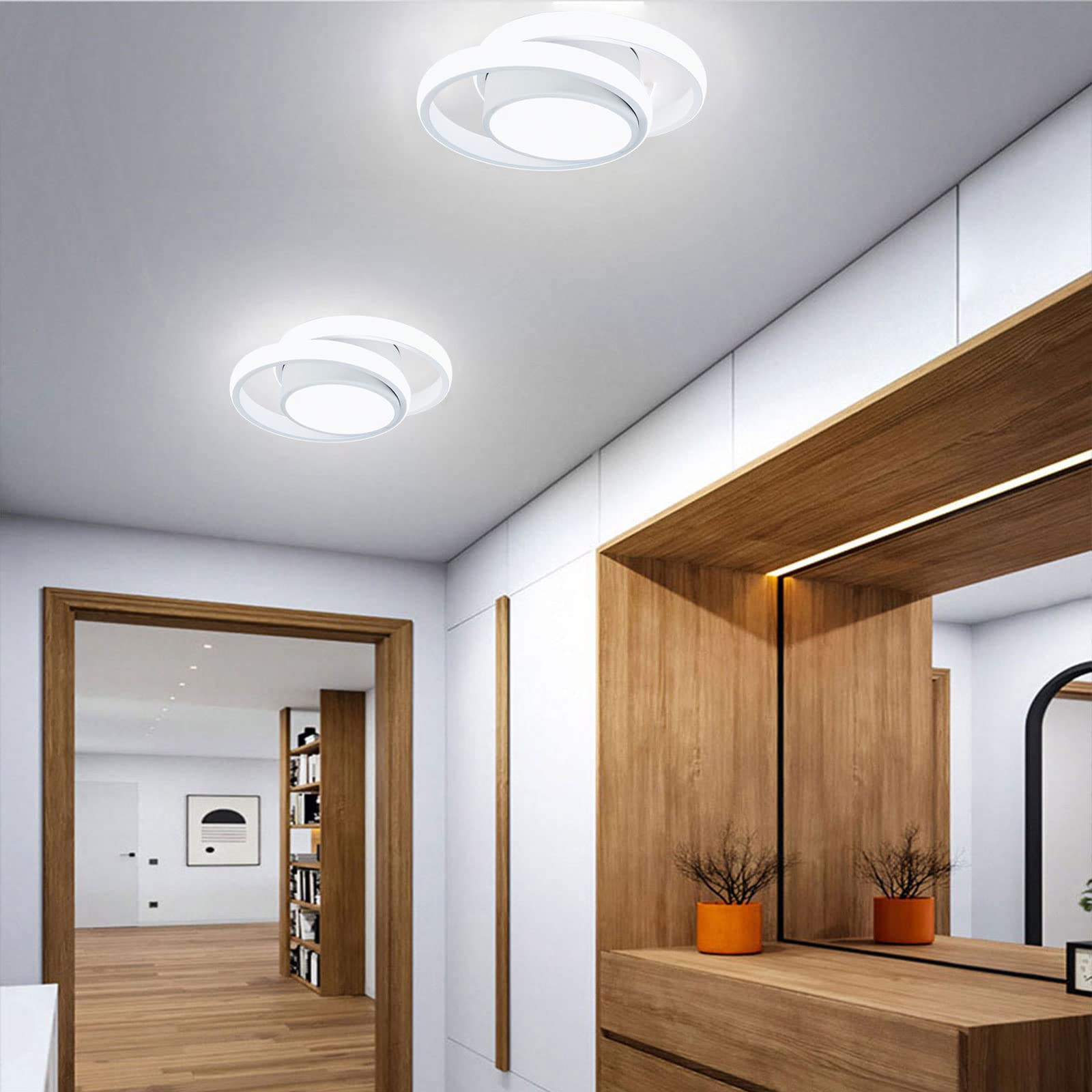Modern LED Ceiling Light Fixture - 32W Round Close-to-Ceiling Lamp, 6000K Cool White for Bedroom, Hallway, Aisle & Corridor Lighting | Energy-Efficient Home & Office Interior Design Solution