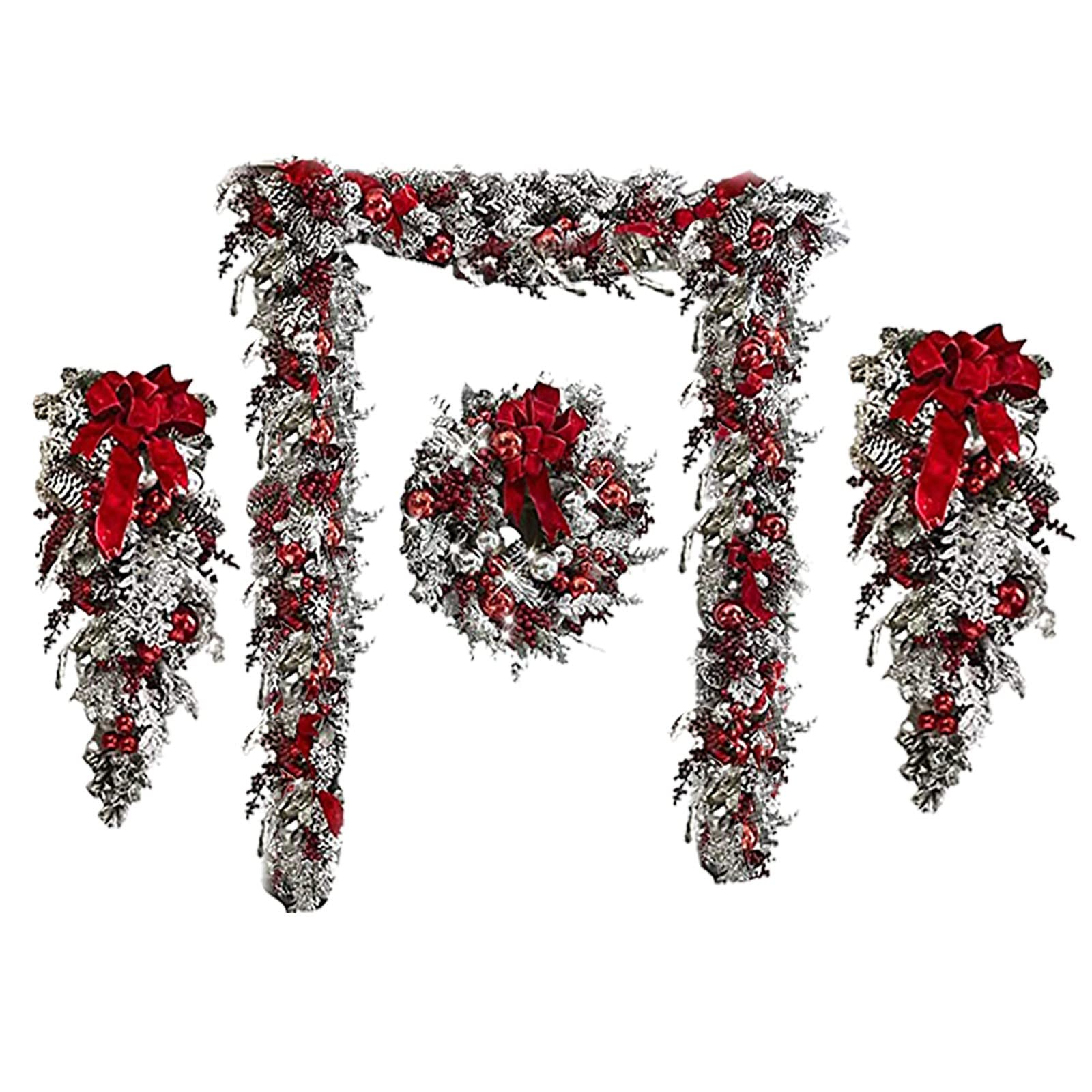 Double Wreath Christmas Door Hanger Garland - Holiday Pine Cone & Berry Decor for Front Door, Mantel, and Wall - Festive Home Decor for Xmas Season