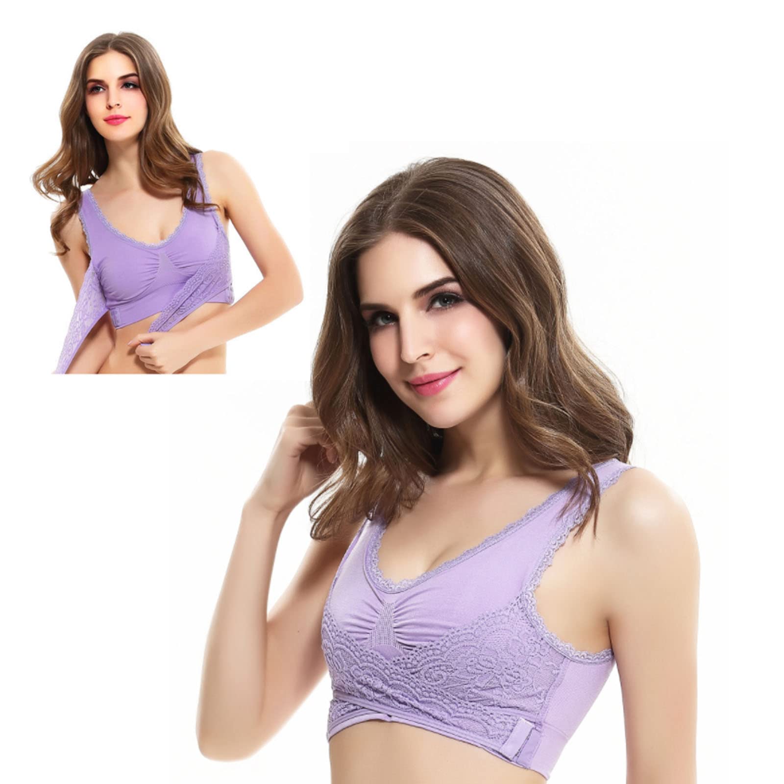 Instant Lift Front Cross Side Buckle Lace Bra for Women - Wireless Seamless Sports Bra with Adjustable Straps for Yoga, Running & Workouts
