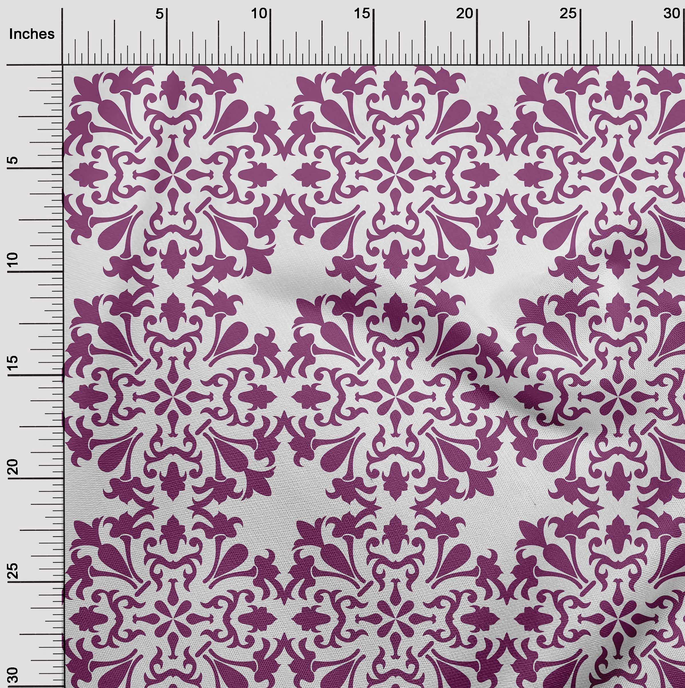 Premium 100% Cotton Jersey Fabric - Purple Asian Mosaic Print, 58