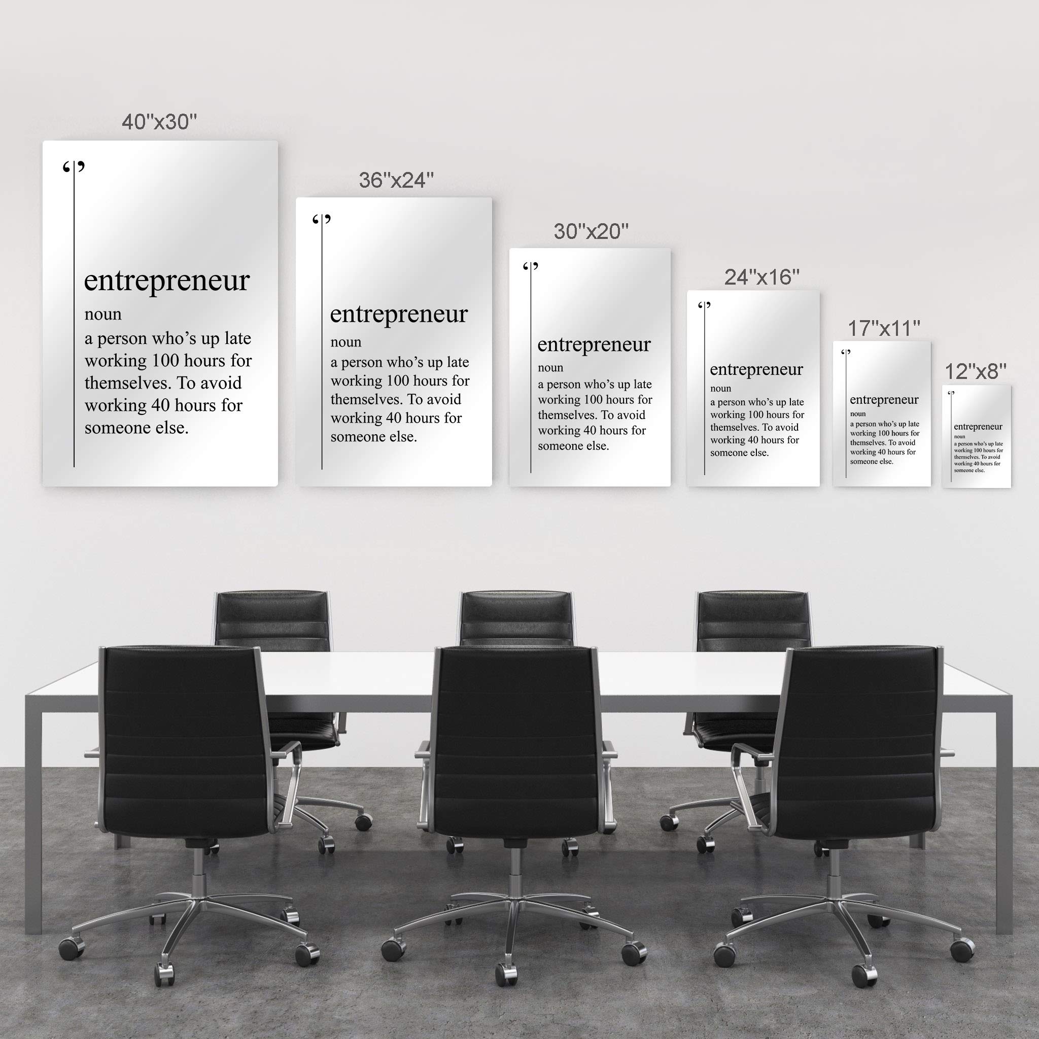 Smile Art Design Entrepreneur Definition Black & White Dictionary Motivational Metal Wall Art - Inspirational Office & Living Room Decor - 36x24 Inch Ready to Hang Gift for Entrepreneurs & Business Owners | Perfect for Home Offices, Workspaces & Startup Gifts