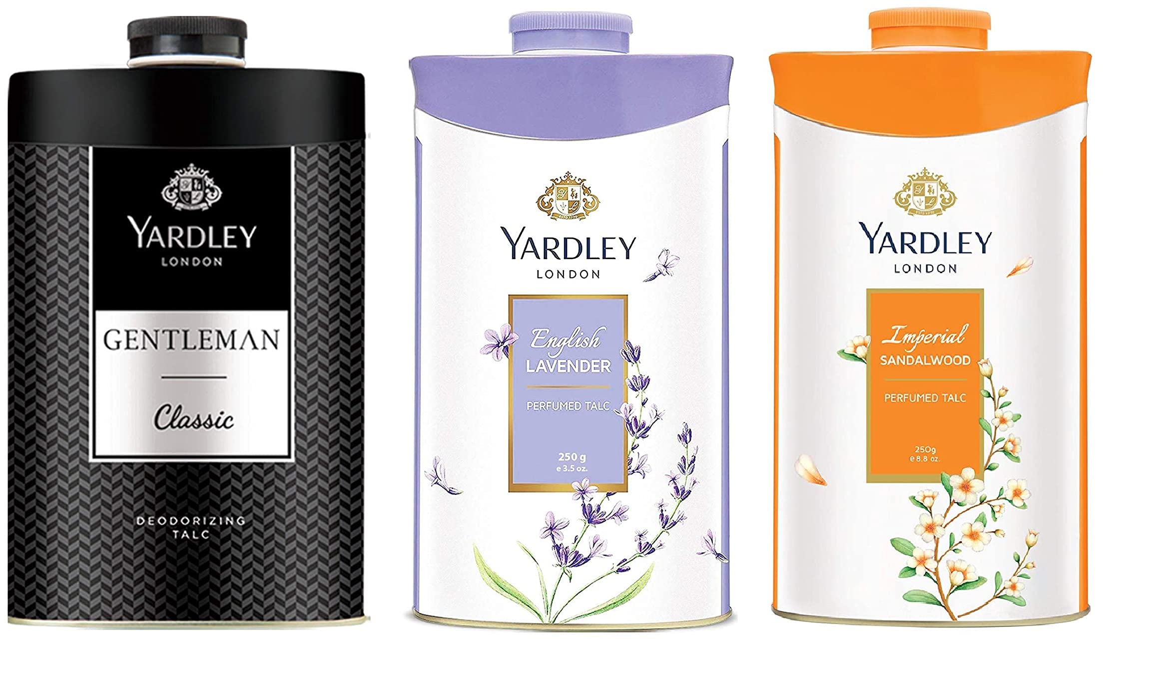 Yardley London English Lavender & Imperial Sandalwood Talcum Powder for Women & Men - 3 Pack | Refreshing Body Powder for Daily Use, After Shower & Bedtime Relaxation