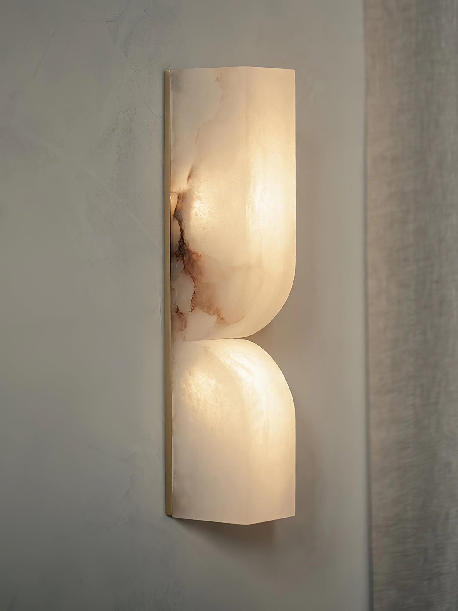 Alabaster Plug-in Wall Sconce - Modern White Stone Light Fixture for Bedroom, Living Room & Hallway Lighting