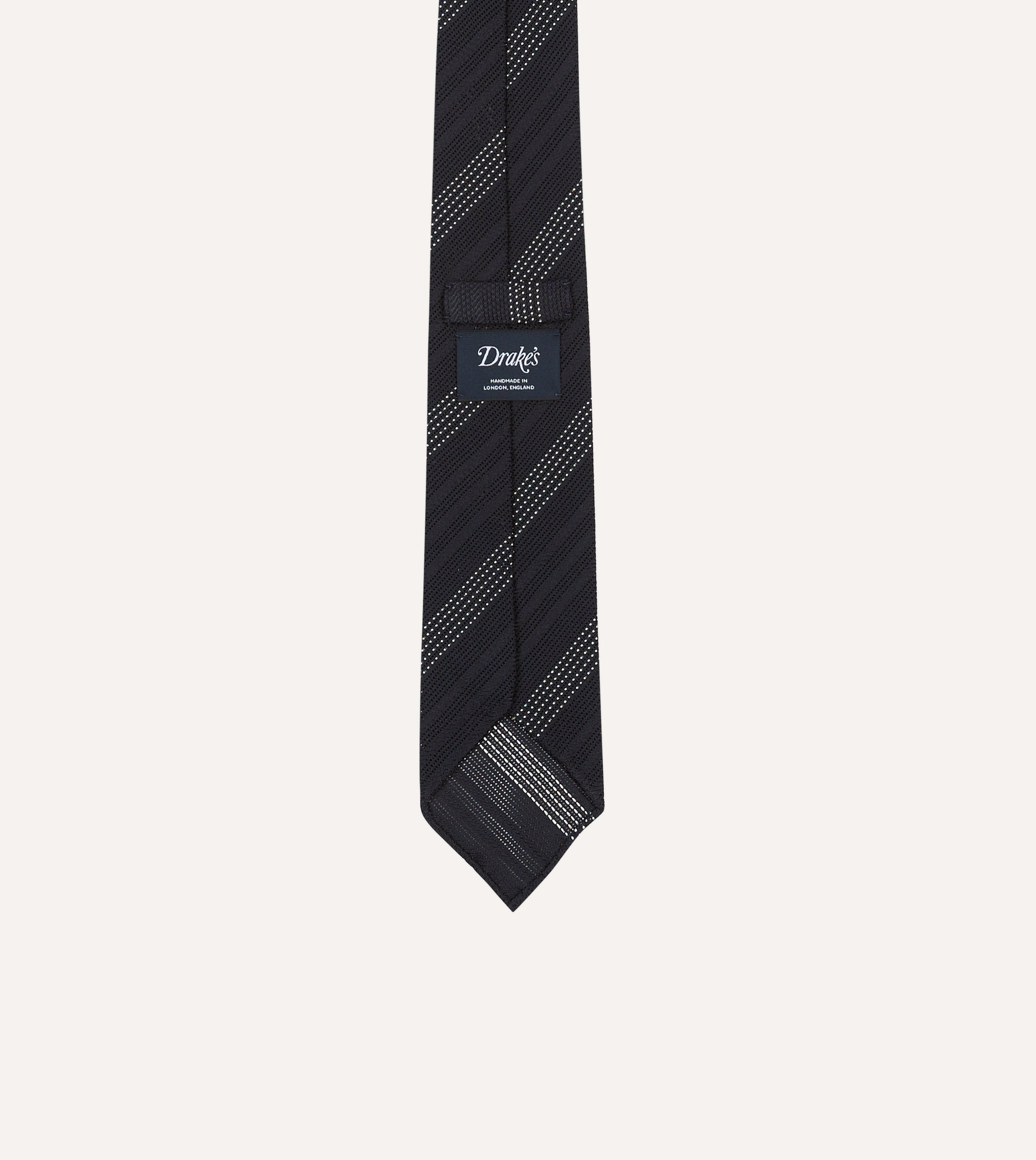 Premium Navy & White Striped Hand-Rolled Silk Grenadine Necktie for Men - Perfect for Weddings, Business Meetings & Formal Occasions