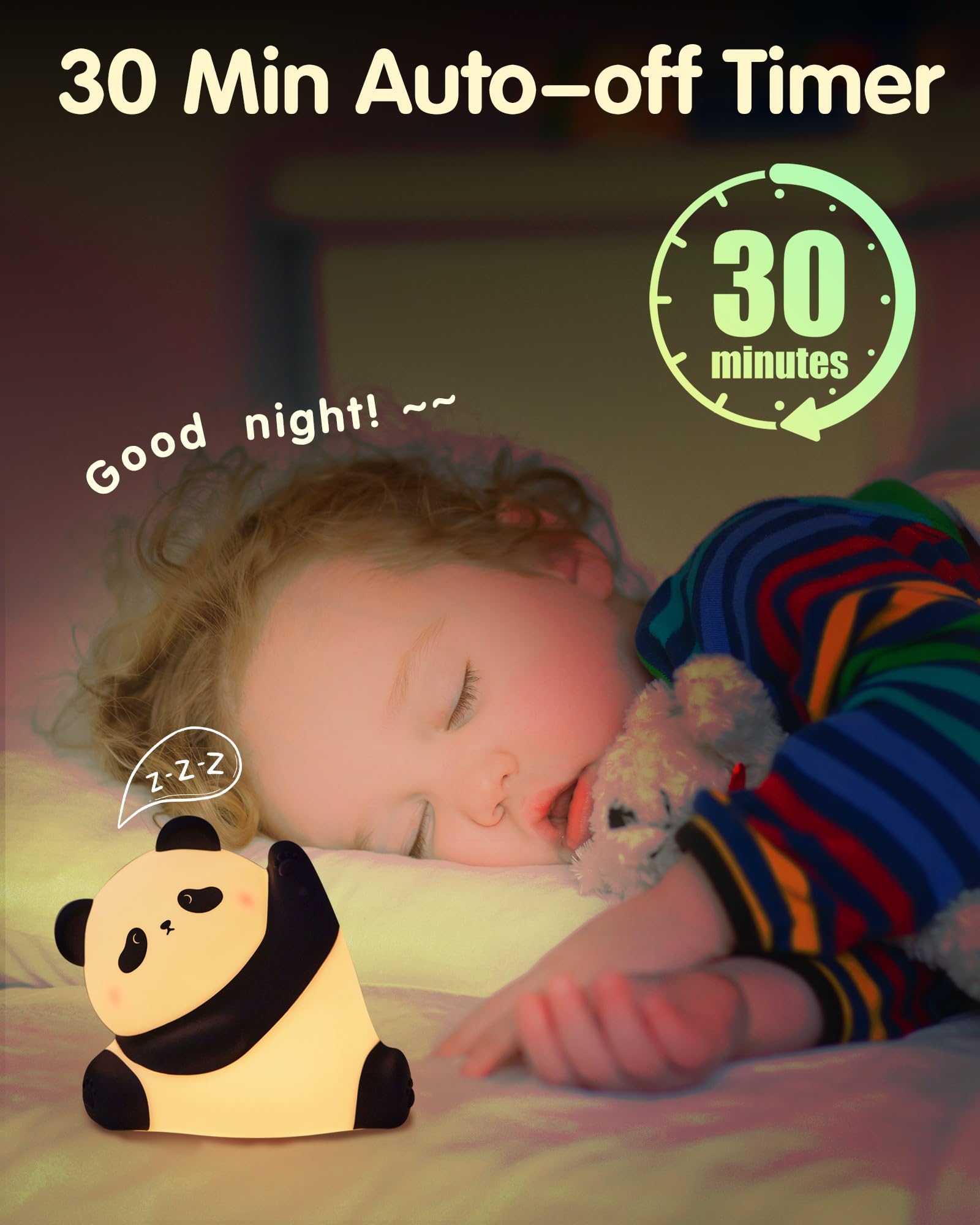 **Rechargeable Panda Night Light - 3-Level Dimmable LED Nursery Lamp, Soft Food-Grade Silicone, Cute Touch Control for Baby Kids Room, Breastfeeding & Toddler Sleep Aid - Perfect Gift & Decor**    *(Ideal for nurseries, kids' bedrooms, breastfeeding sessions, and cozy night-time ambiance.)*