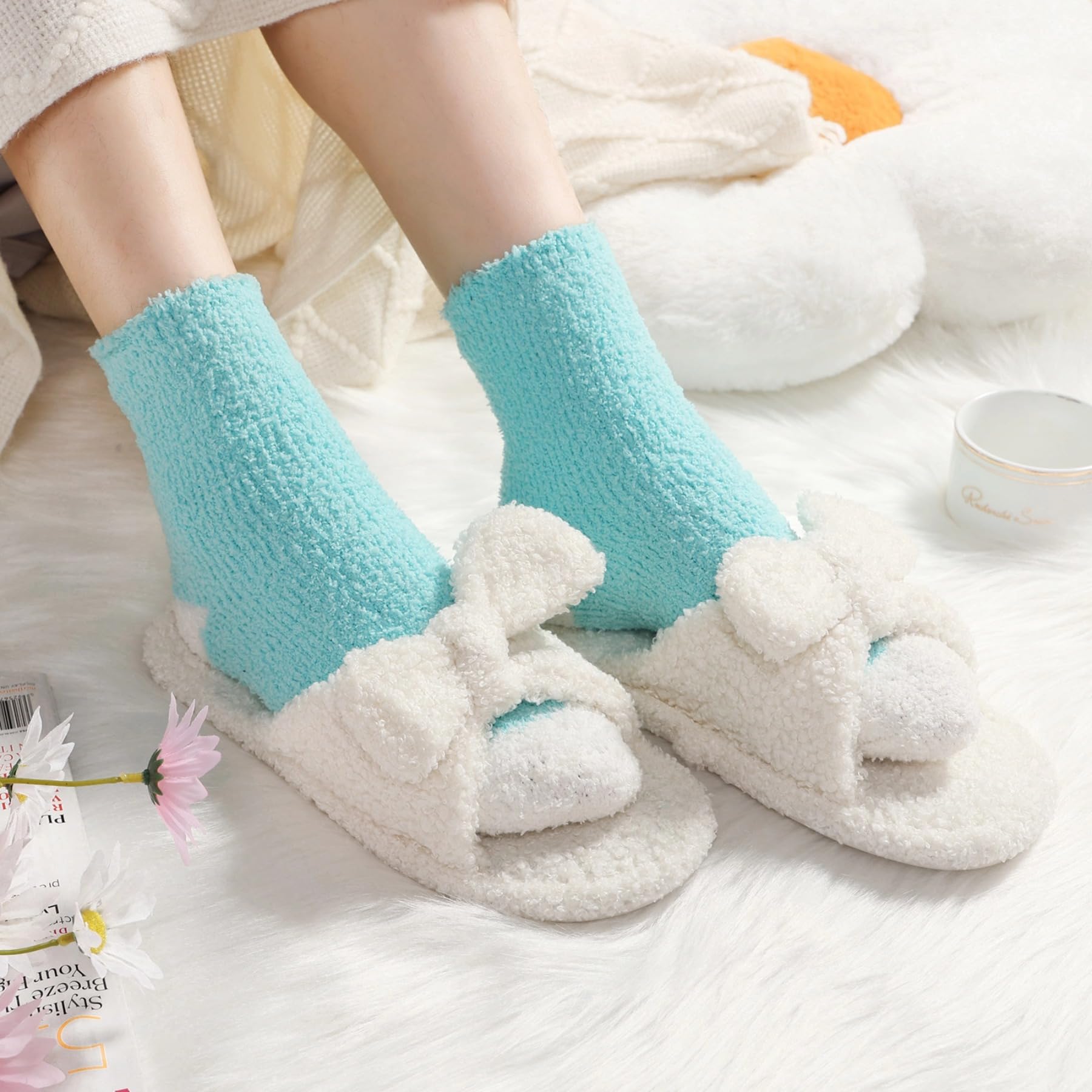 HIALTODAY Women's Winter Fuzzy Socks - Cozy Fluffy Warm Socks for Women, Perfect Gift for Mom, Wife, Girlfriend - Birthday Christmas Gifts for Her - Ideal for Home, Office & Cold Weather Comfort
