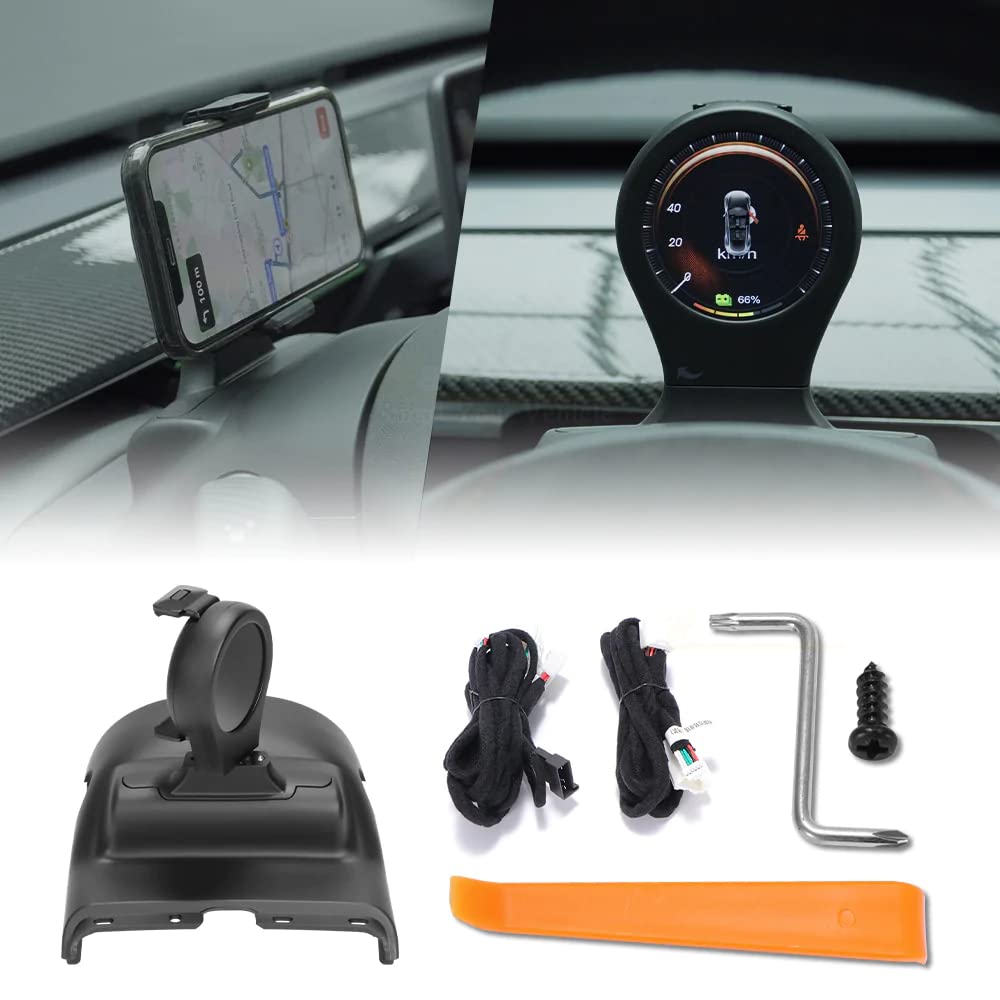 Hansshow Tesla Heads Up Display (HUD) for Model 3 & Y - Wireless CarPlay, Multi-Data Dashboard with Speedometer, Charging Stand & Vehicle Info - Perfect for Safer Driving & Enhanced Tesla Experience