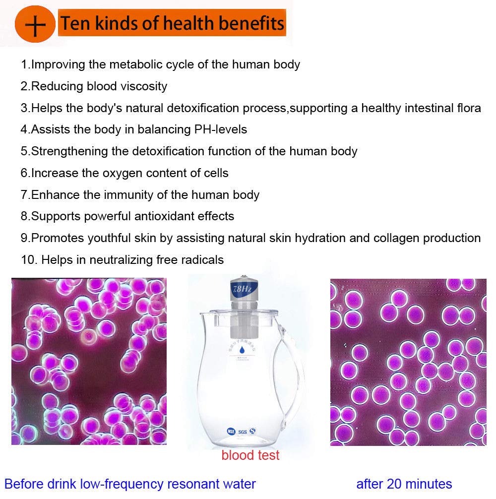 7.8Hz Low Frequency Molecular Water Treatment Pitcher - Quantum Resonance Water Activator for Home & Office - Improve Water Quality & Hydration for Healthier Living