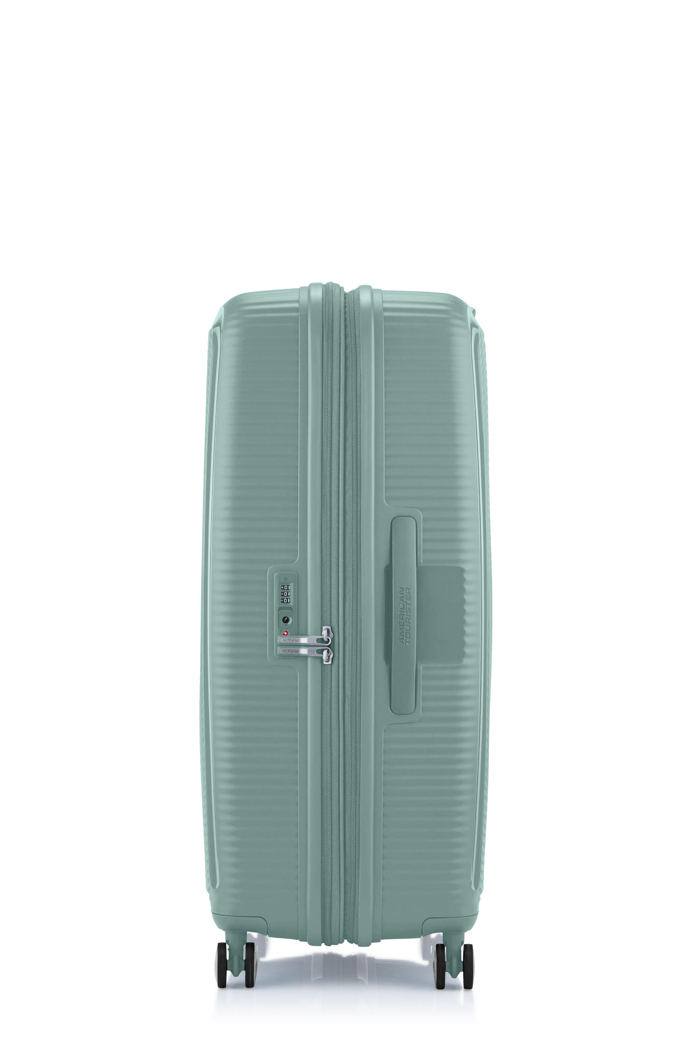 American Tourister 80cm Curio 2.0 Spinner Luggage - Urban Green Expandable Suitcase for Travel, Business & Vacation | Carry-On Size, Durable Lightweight Design