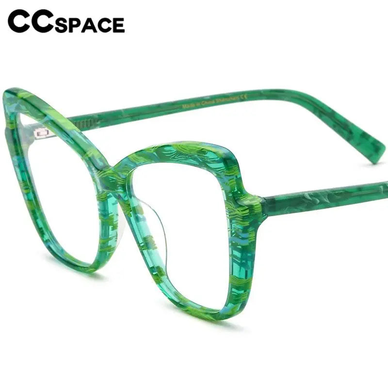 CCspace Unisex Full Rim Square Cat Eye Acetate Eyeglasses 56928 - Retro Fashion Glasses for Men & Women - Perfect for Office, Reading & Daily Wear