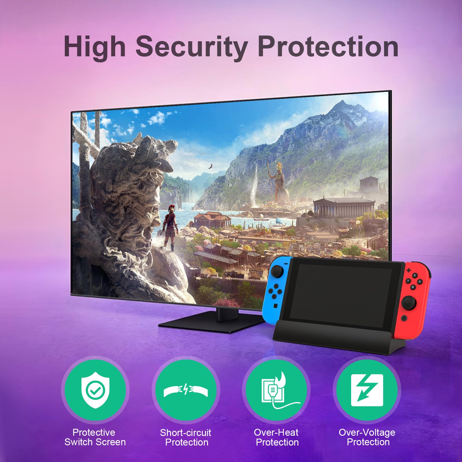 Nintendo Switch & Switch OLED TV Docking Station - 4K HDMI Output with USB-C Charger - Replacement for Official Dock - Perfect for Gaming at Home or Travel