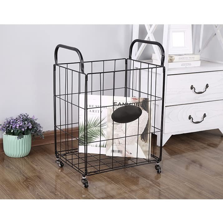 Heavy Duty Laundry Hamper on Wheels with Cotton Liner - Collapsible Clothes Basket Organizer with Handles - Large Capacity Laundry Storage for Hotel, Bathroom, Bedroom & Dorm Room - Portable Laundry Cart for Easy Clothes Transportation