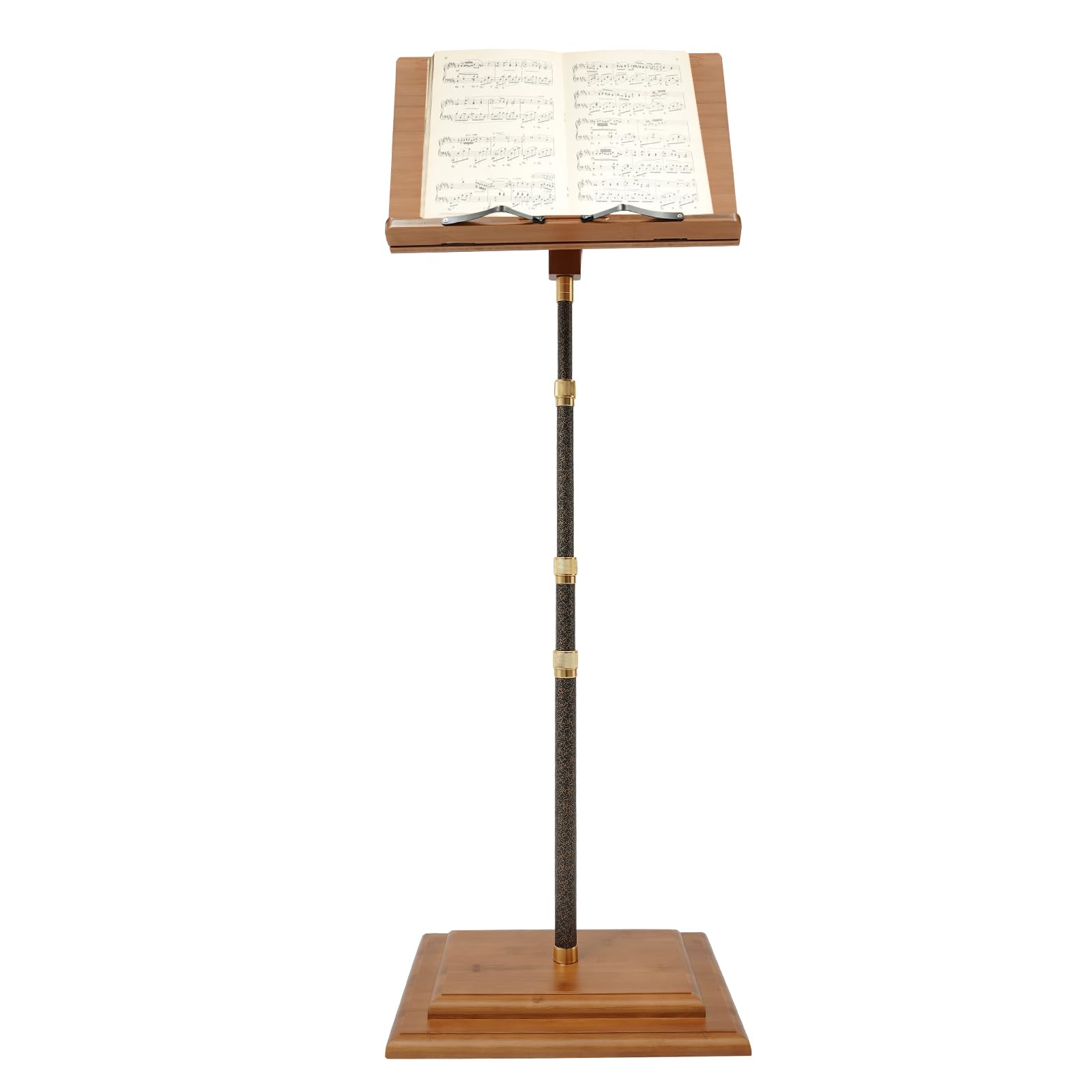 Premium Bamboo Music Sheet Stand - Adjustable Height 70-150cm, 340° Rotatable Panel | Portable & Lightweight for Orchestra, Band, Choir, Piano Practice & Music Lessons | Home & Professional Use